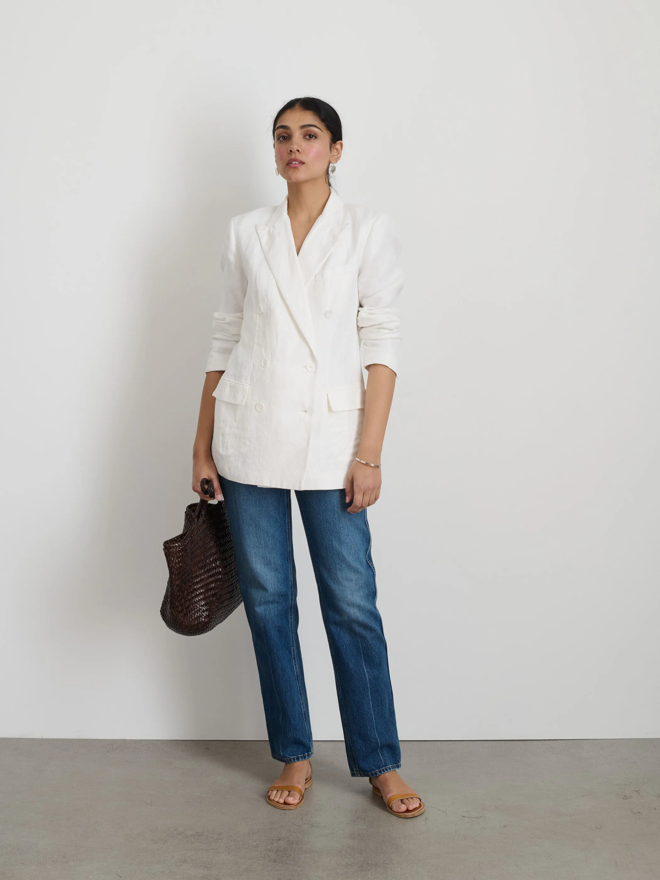 Anna Double Breasted Blazer In Linen sold by Alex Mill product image thumbnail 3
