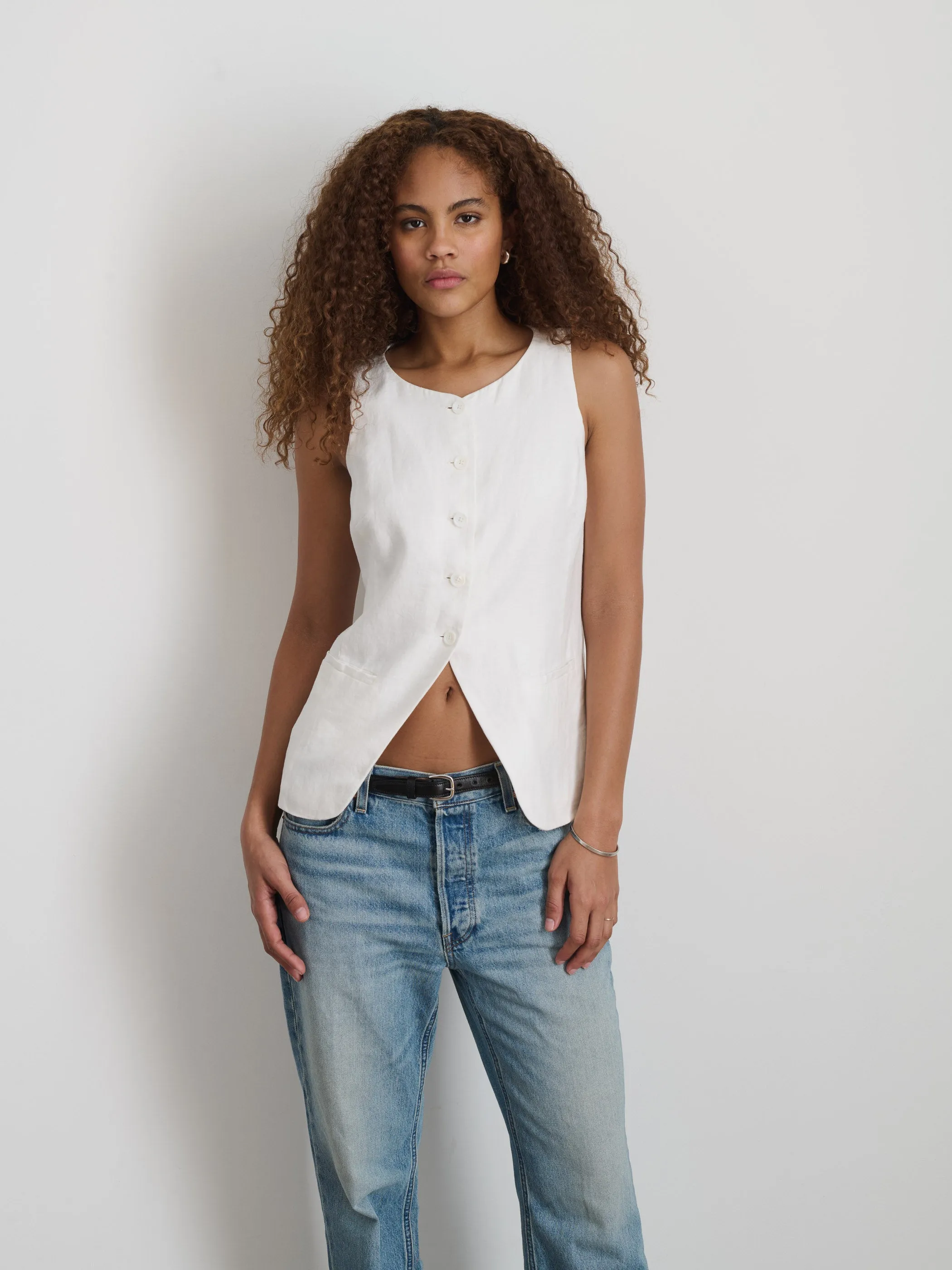 Anna Vest In Linen sold by Alex Mill product image thumbnail 2