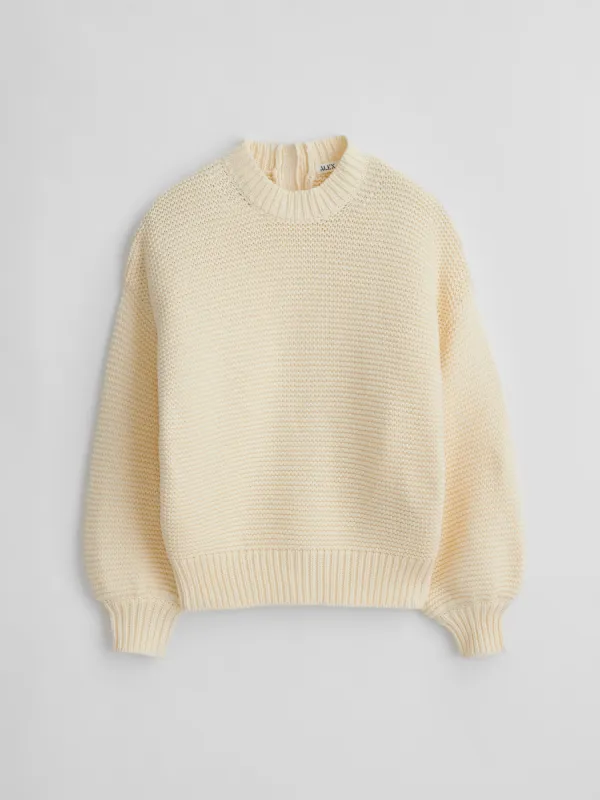 Button-Back Crewneck Sweater sold by Alex Mill