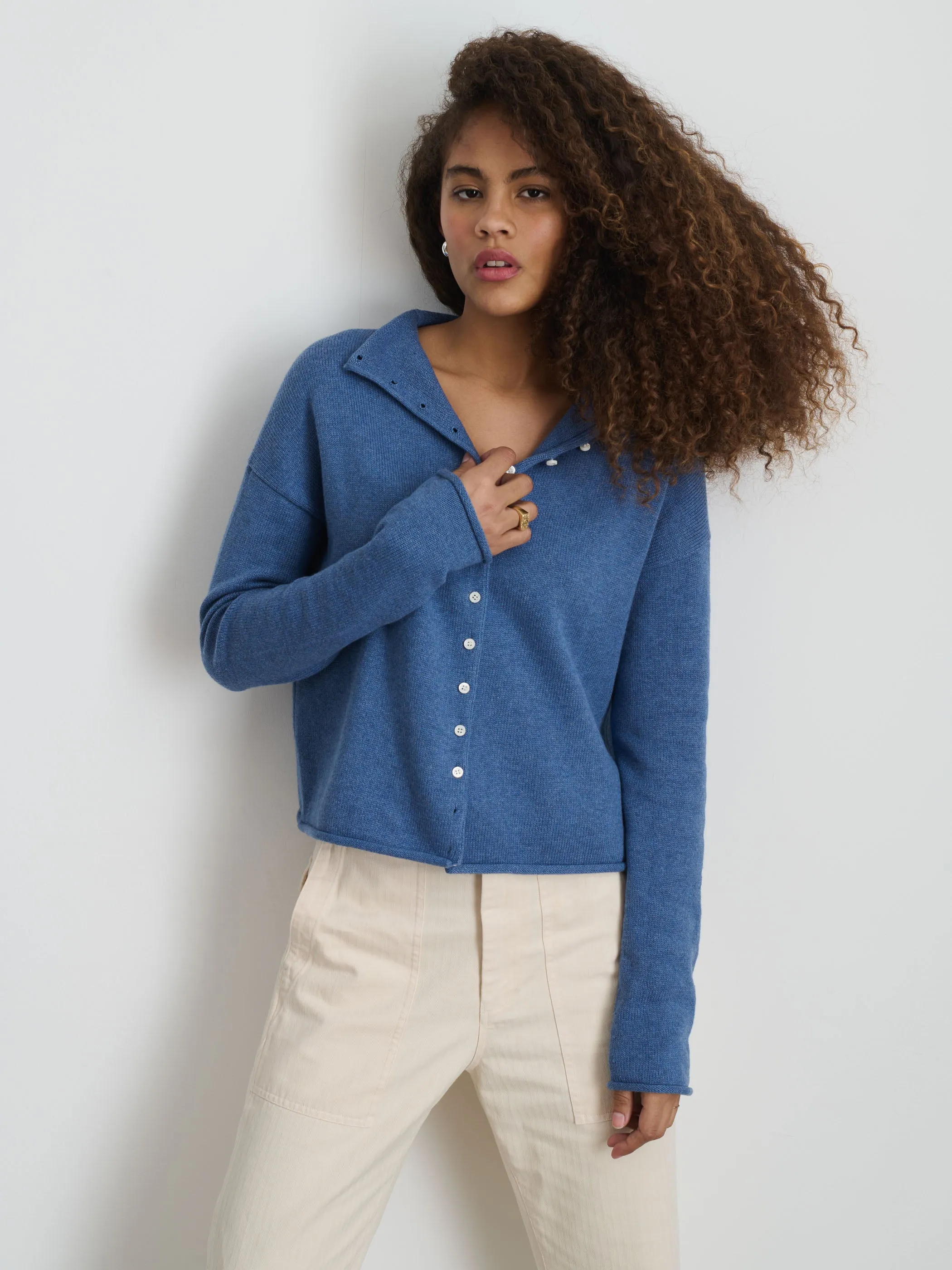 Taylor Rollneck Cardigan in Cotton Cashmere sold by Alex Mill product image thumbnail 5