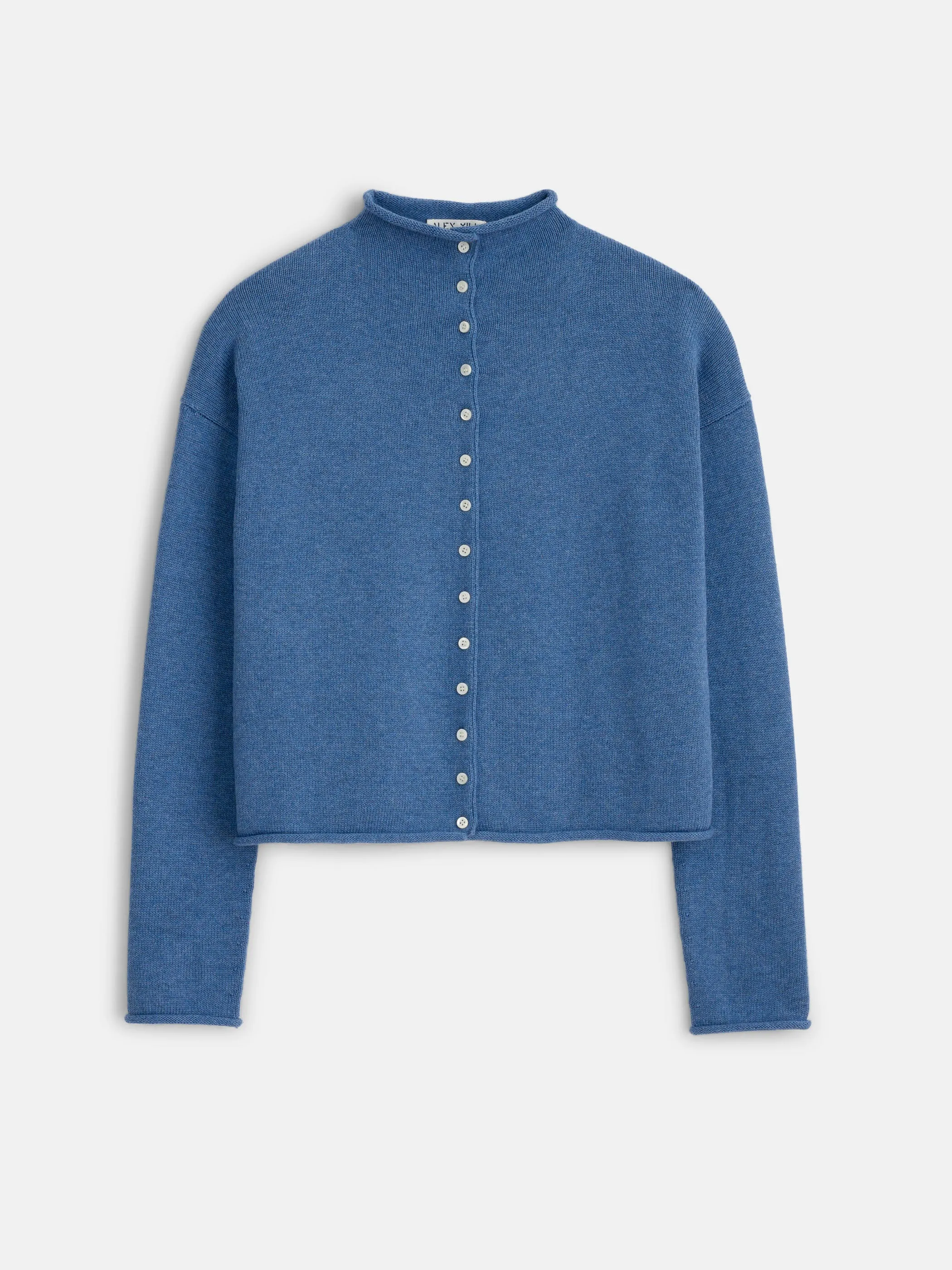 Taylor Rollneck Cardigan in Cotton Cashmere sold by Alex Mill