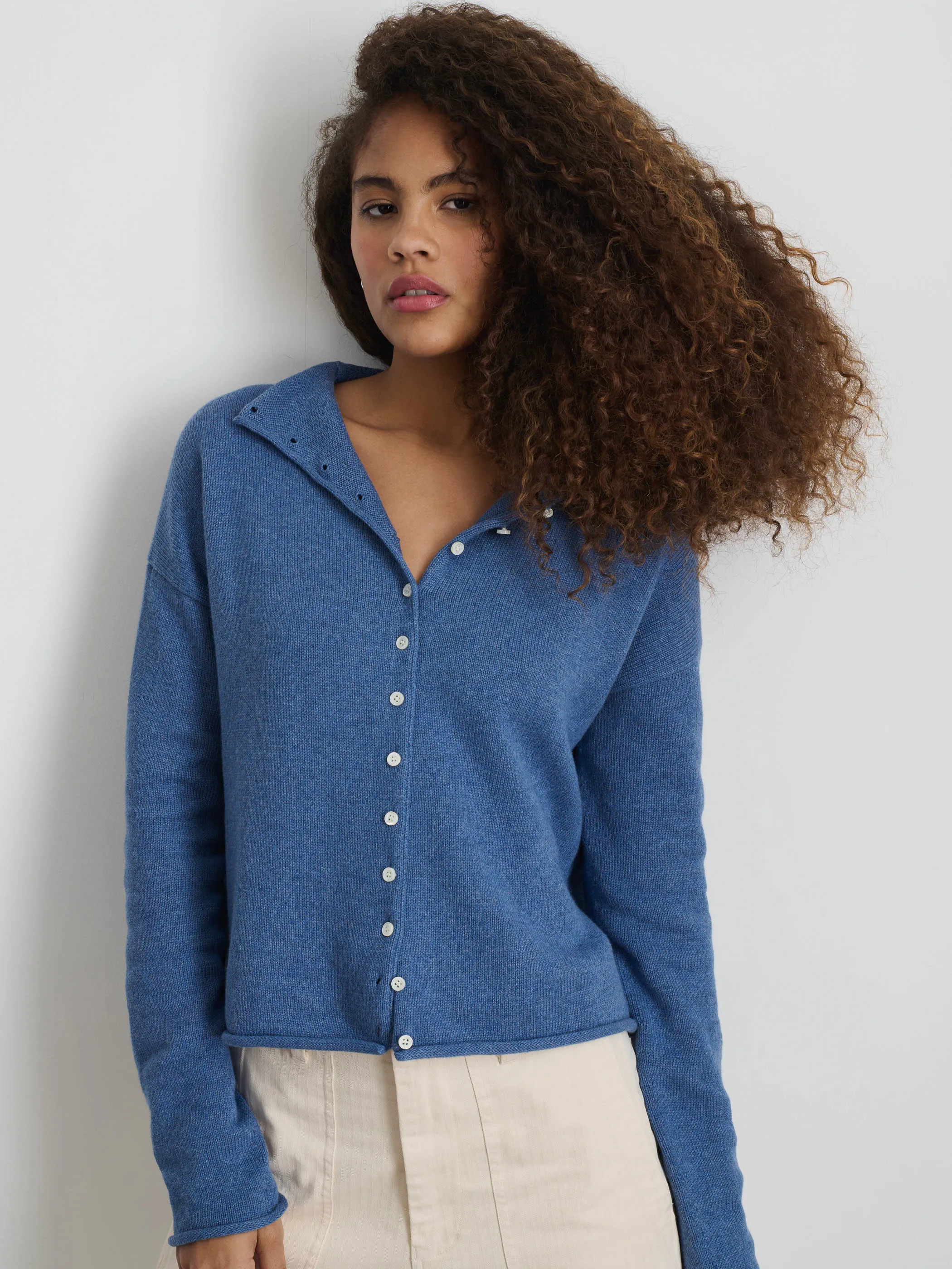 Taylor Rollneck Cardigan in Cotton Cashmere sold by Alex Mill product image thumbnail 2