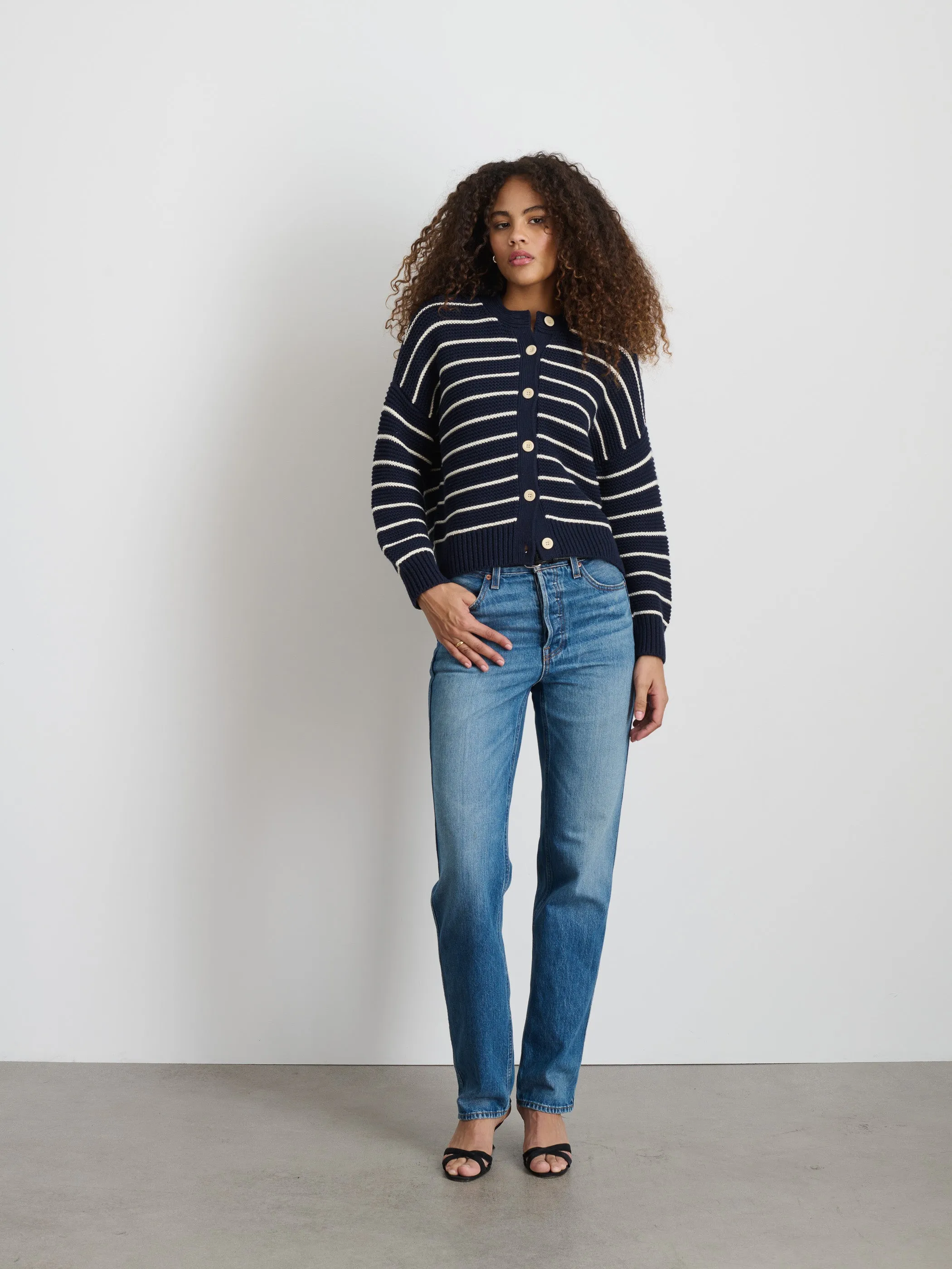 Nico Striped Cardigan in Cotton sold by Alex Mill product image thumbnail 3