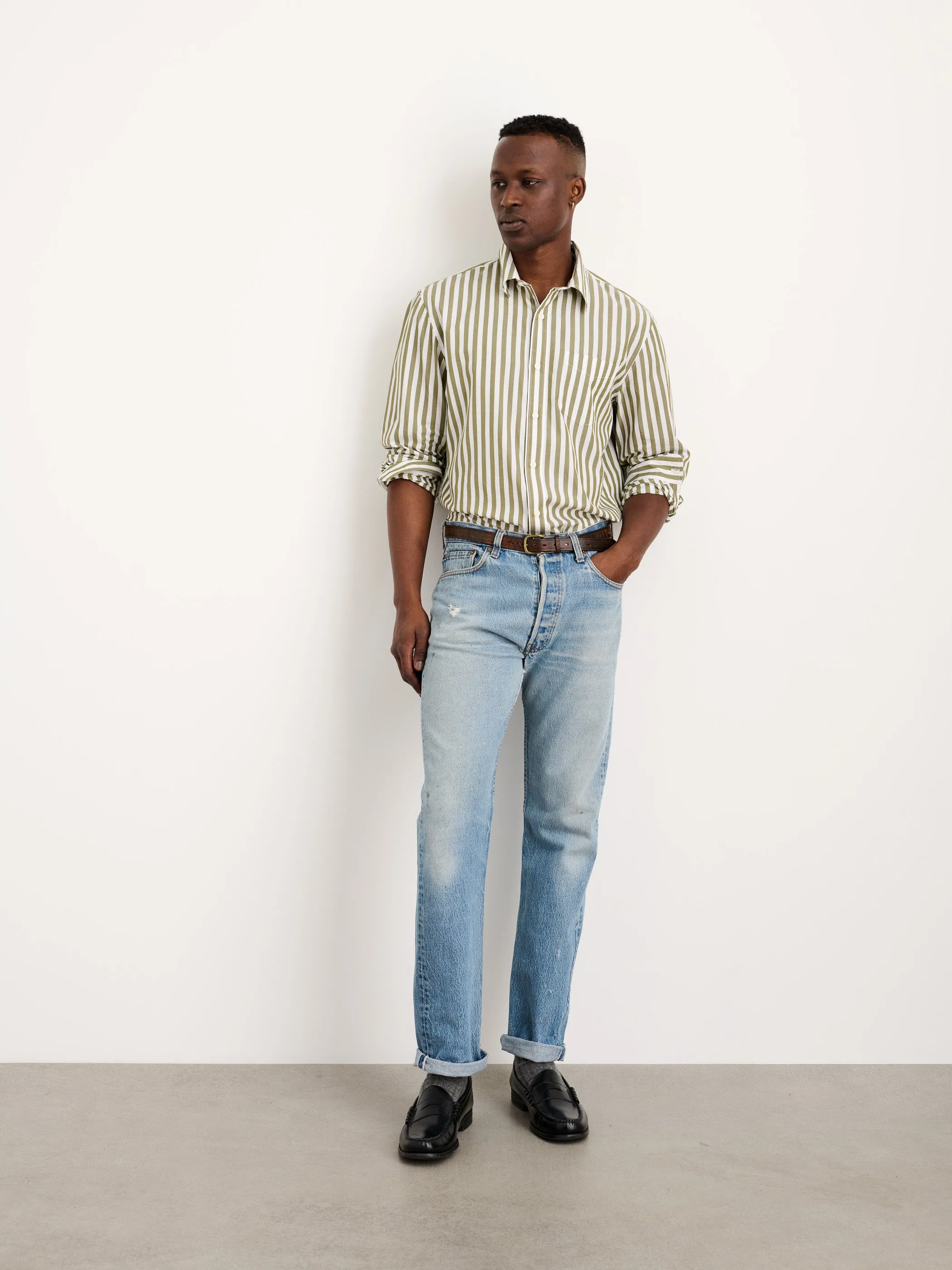 Mill Shirt in Wide Striped Cotton Poplin sold by Alex Mill product image thumbnail 3