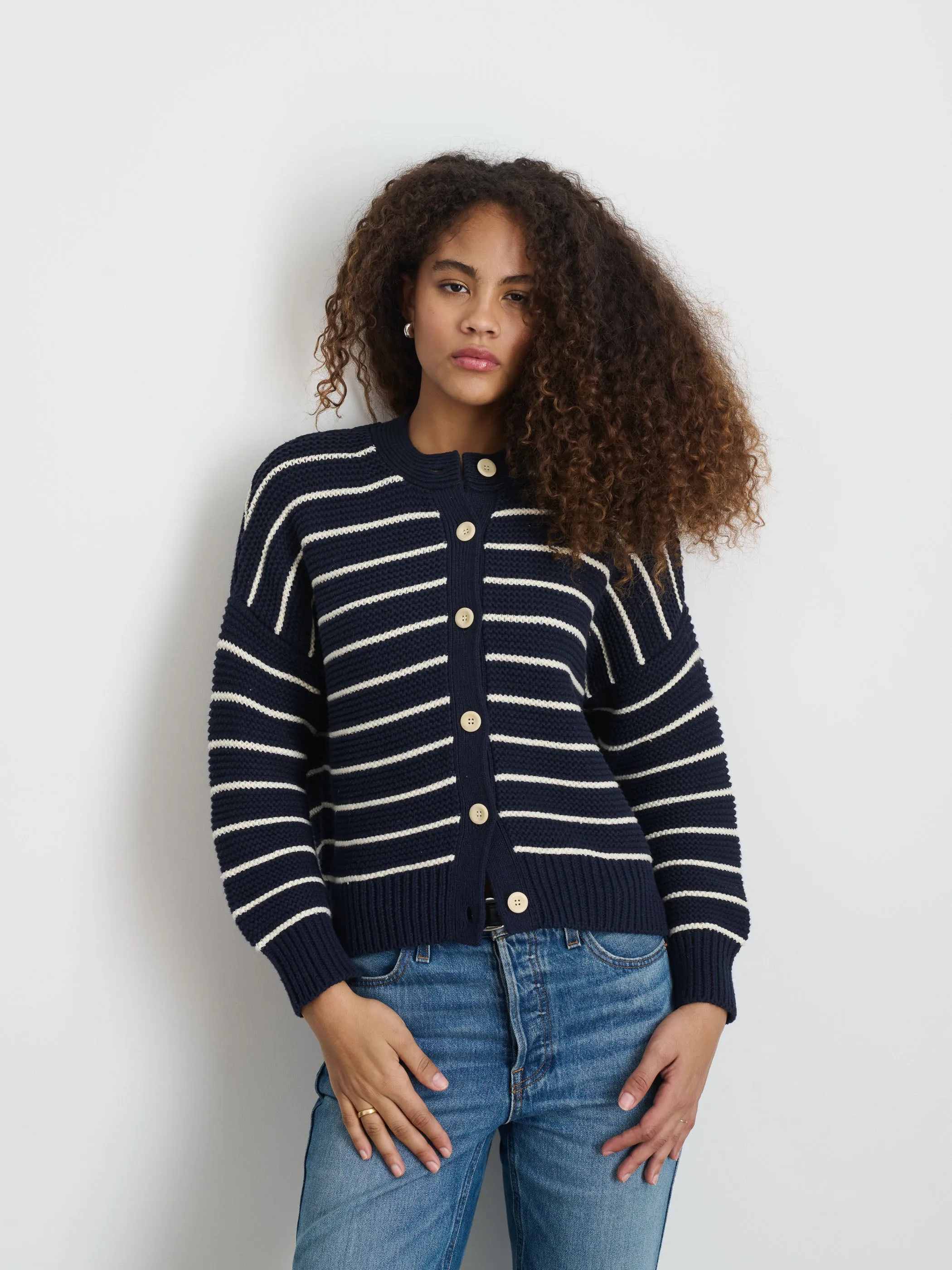 Nico Striped Cardigan in Cotton sold by Alex Mill product image thumbnail 4