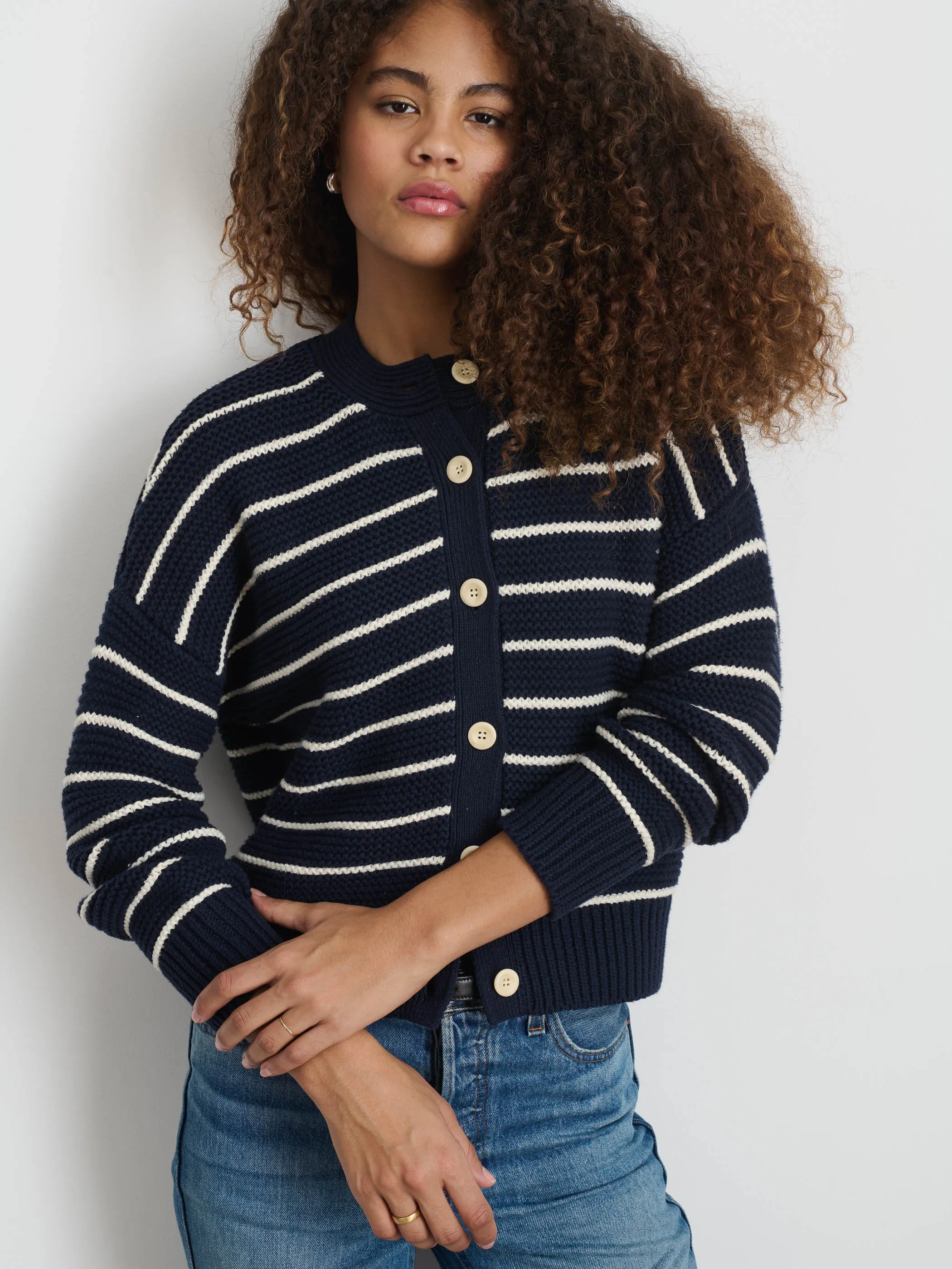 Nico Striped Cardigan in Cotton sold by Alex Mill product image thumbnail 2