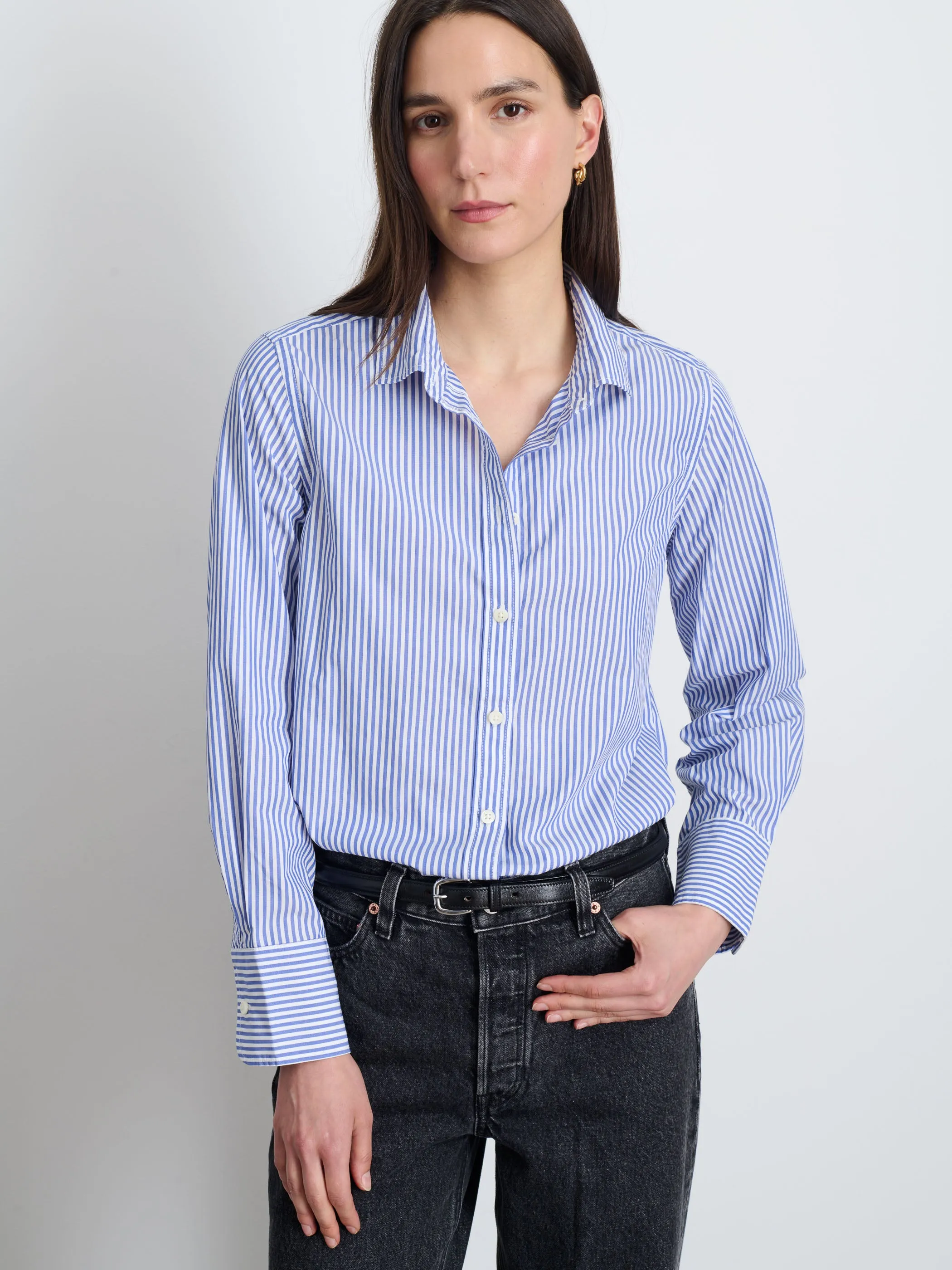 Val Shirt in Striped Poplin sold by Alex Mill product image thumbnail 5