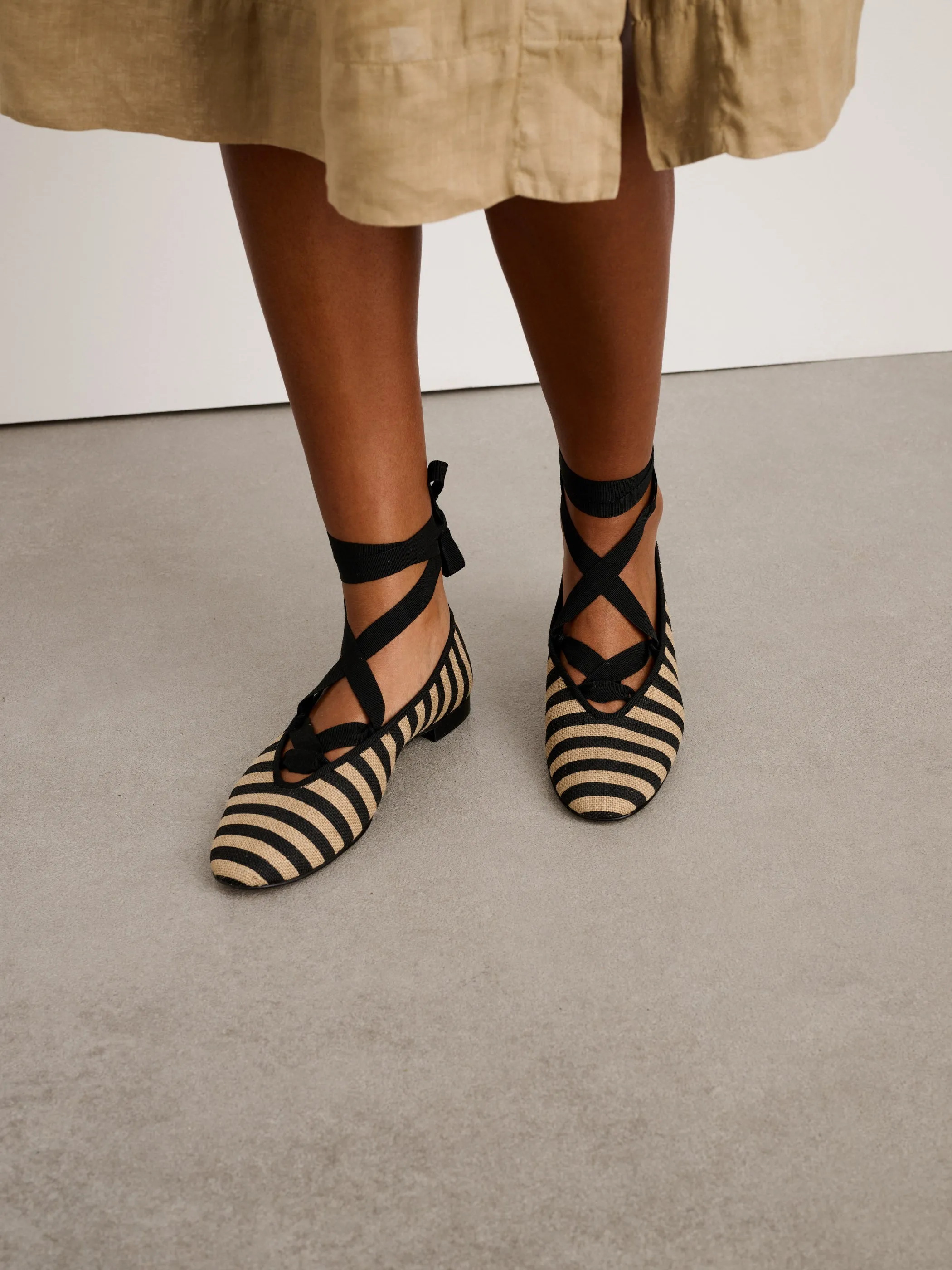 Juliet Italian Flat in Striped Washed Canvas sold by Alex Mill product image thumbnail 5