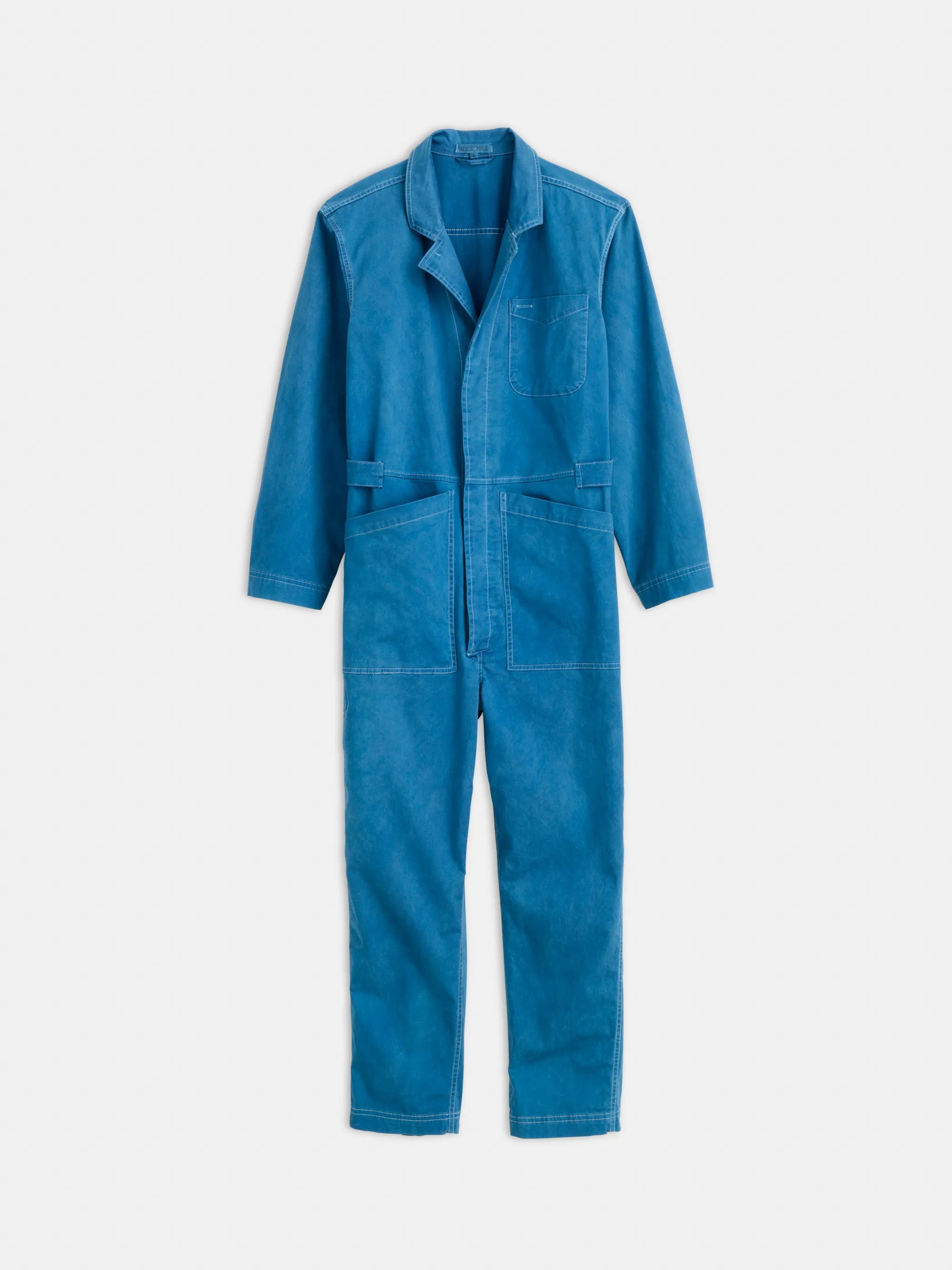 Indigo Dyed Standard Jumpsuit in Cotton Twill sold by Alex Mill