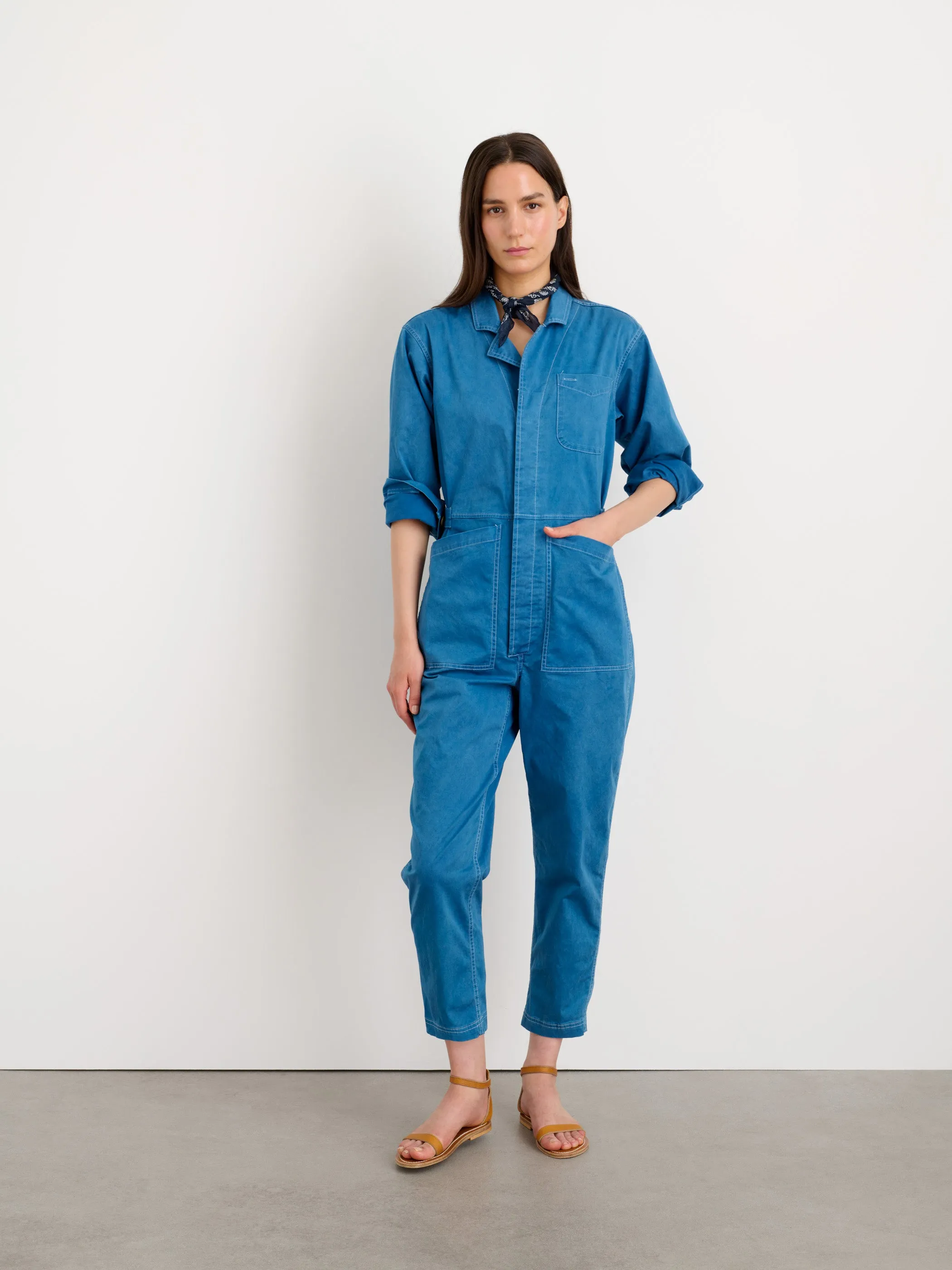 Indigo Dyed Standard Jumpsuit in Cotton Twill sold by Alex Mill product image thumbnail 2