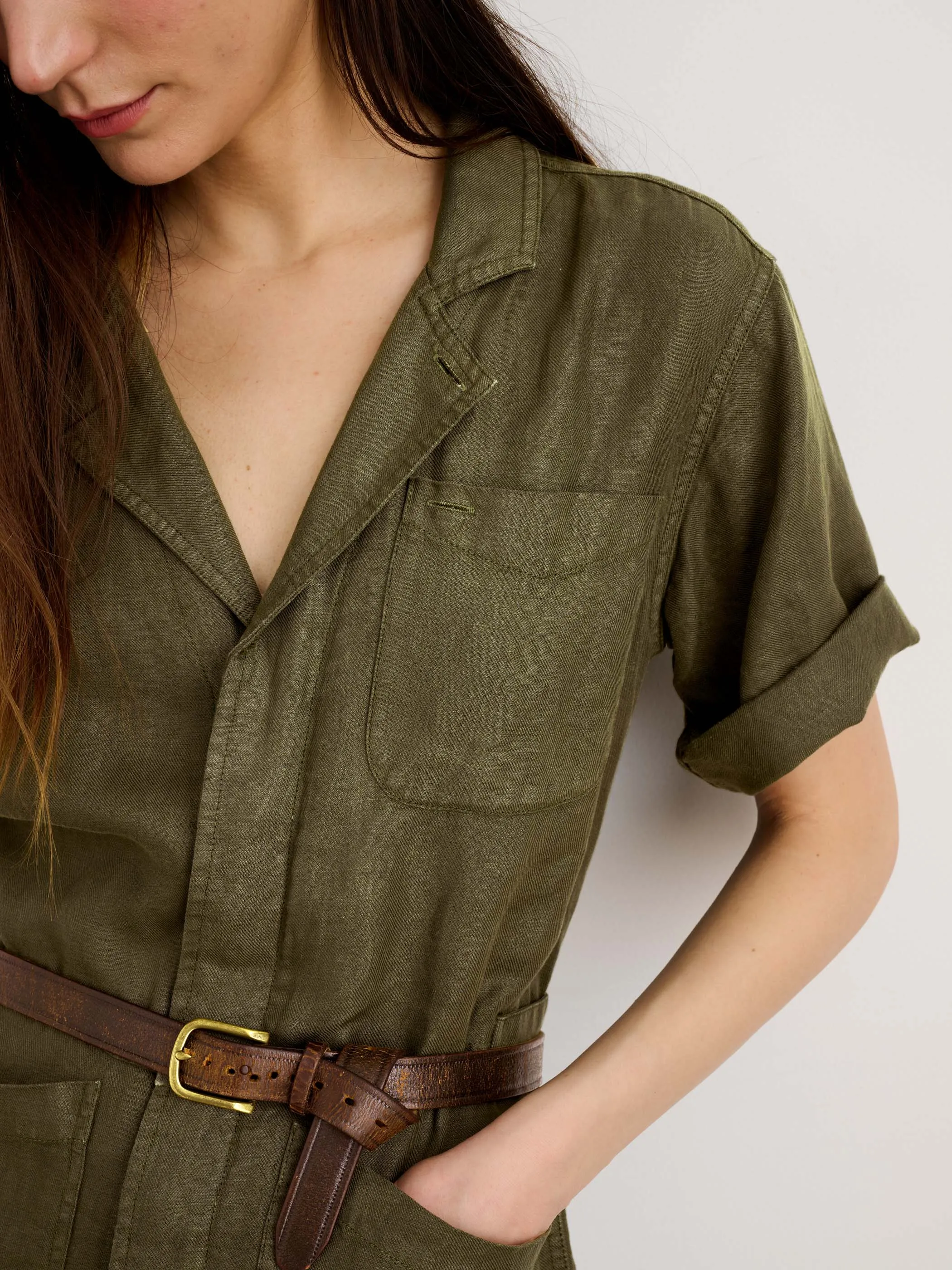 Standard Short Sleeve Jumpsuit in Linen sold by Alex Mill product image thumbnail 3