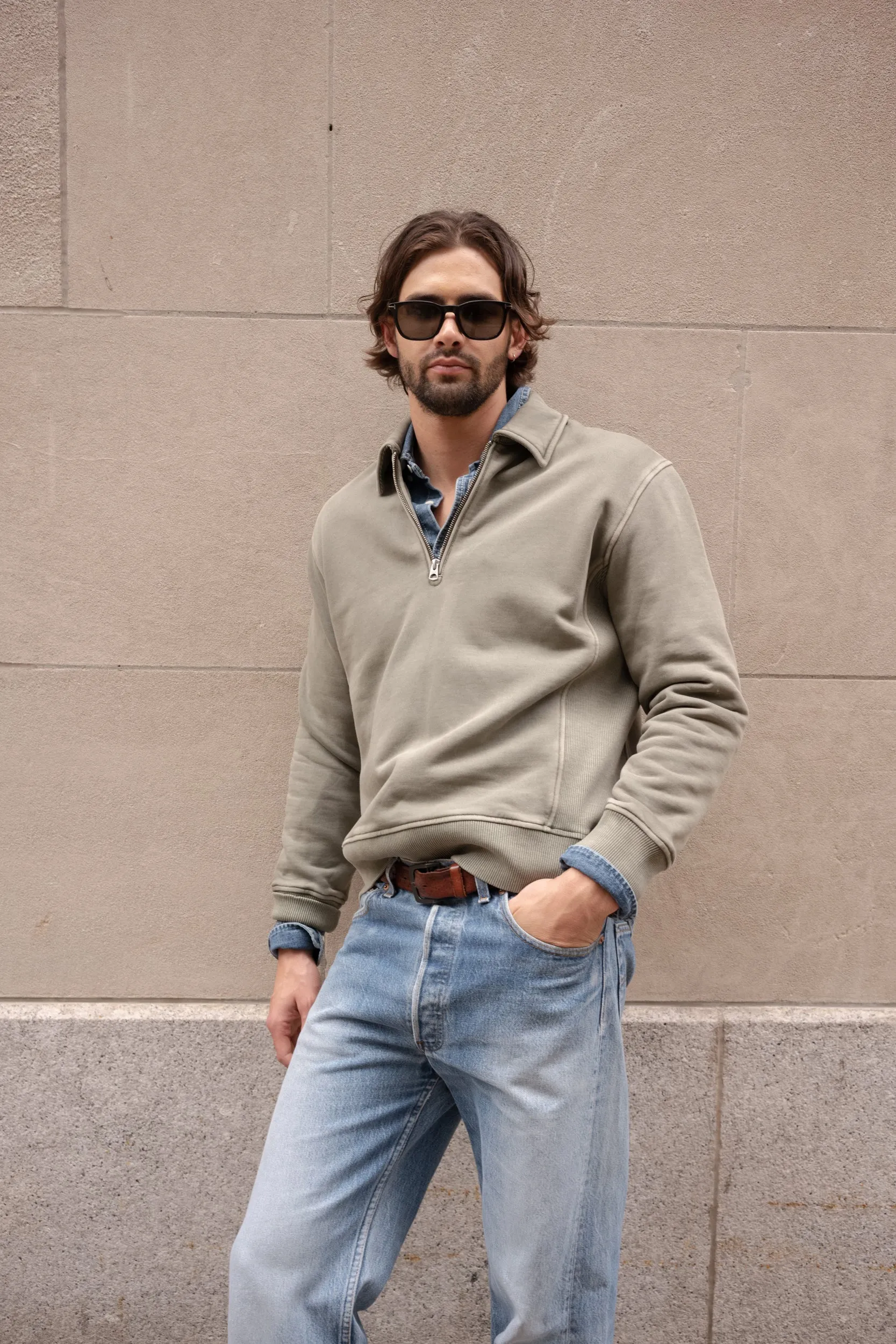 Som Half Zip Sweatshirt in Fleece sold by Alex Mill product image thumbnail 2