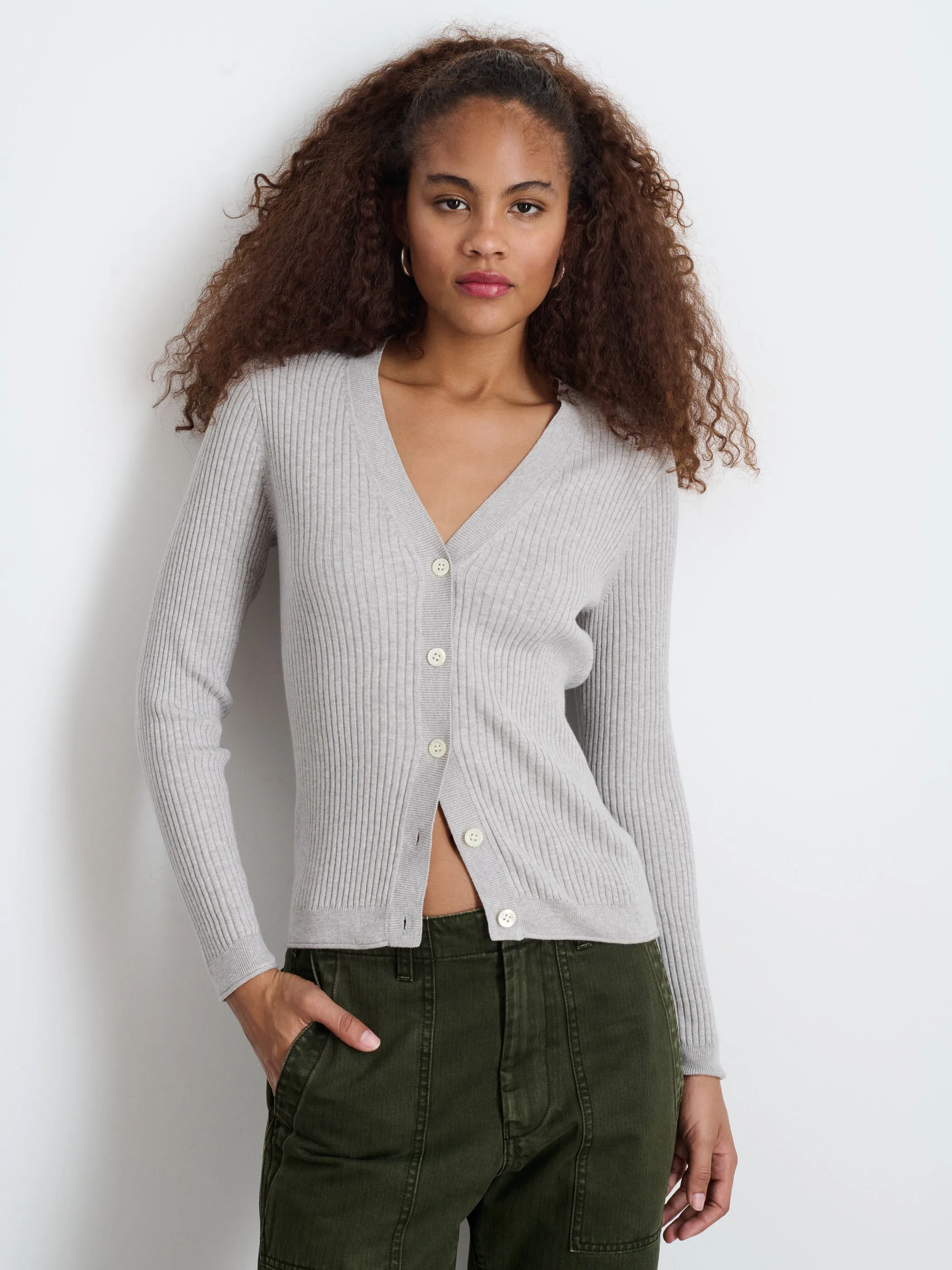 V-Neck Ribbed Cardigan sold by Alex Mill product image thumbnail 2