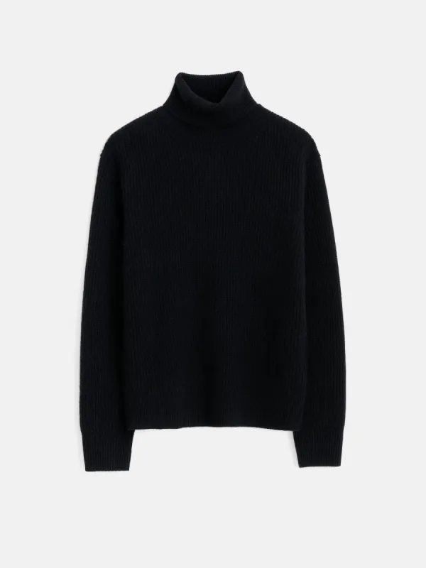 Judd Ribbed Turtleneck in Washed Cashmere sold by Alex Mill