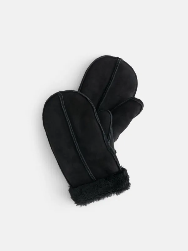 Owen Barry x Alex Mill Mittens In Suede Shearling sold by Alex Mill