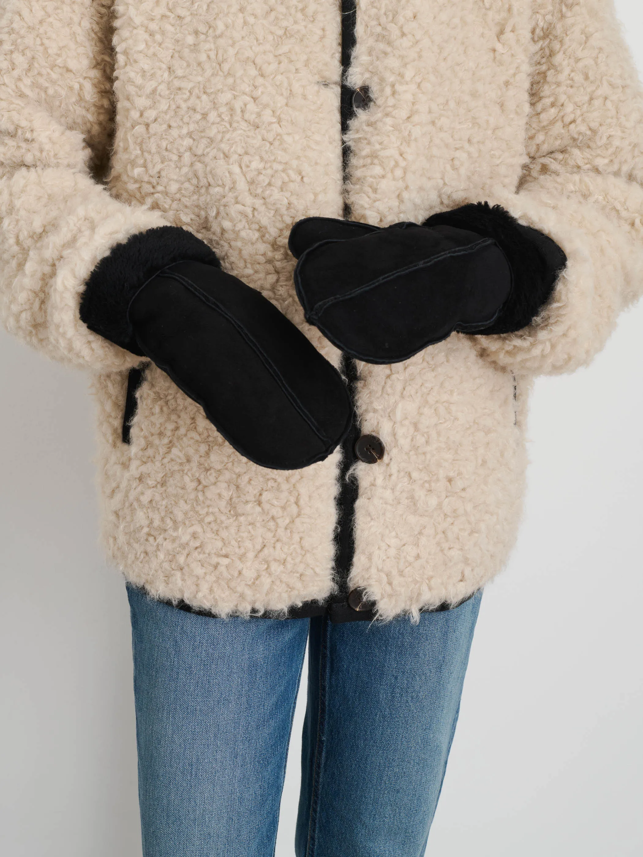 Owen Barry x Alex Mill Mittens In Suede Shearling sold by Alex Mill product image thumbnail 2
