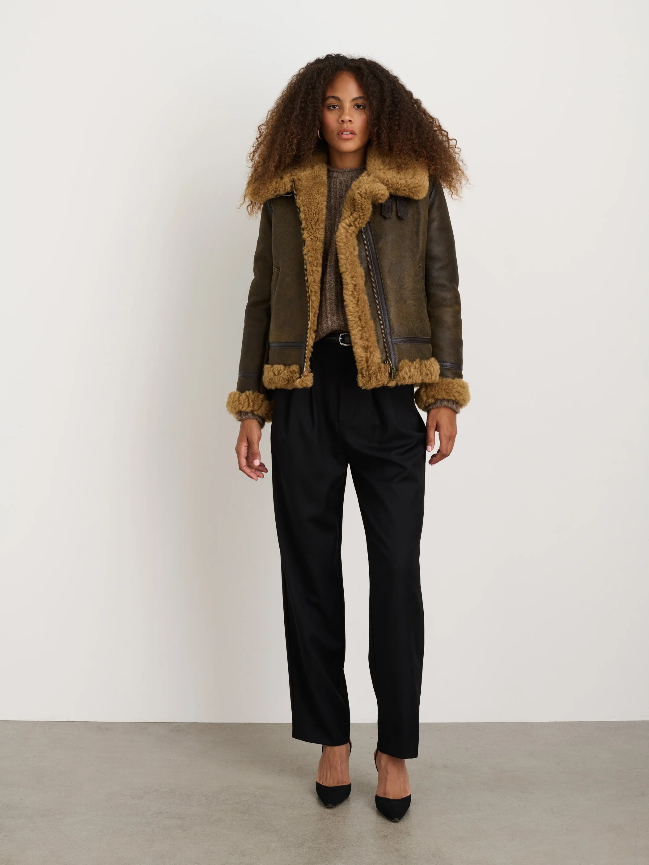 Owen Barry x Alex Mill Amy Aviator Shearling Coat sold by Alex Mill product image thumbnail 3