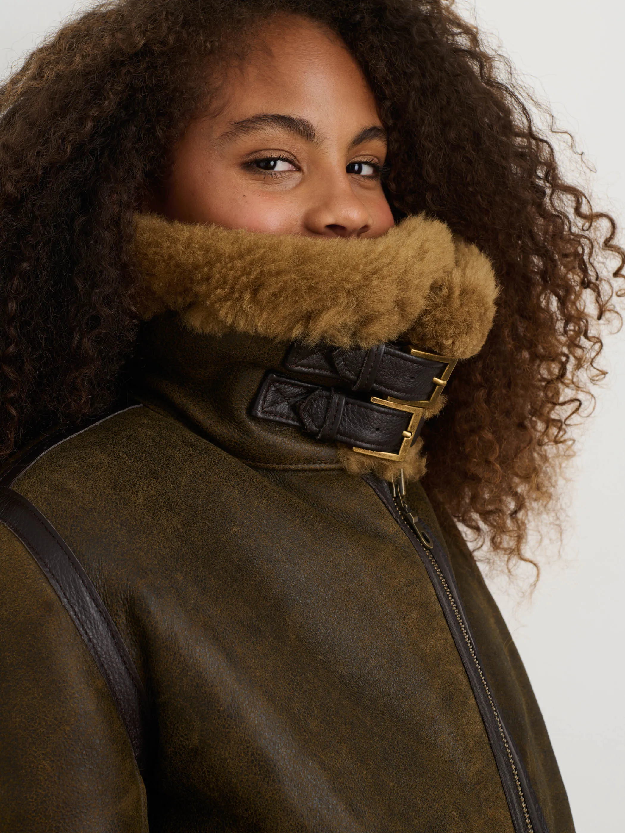 Owen Barry x Alex Mill Amy Aviator Shearling Coat sold by Alex Mill product image thumbnail 5
