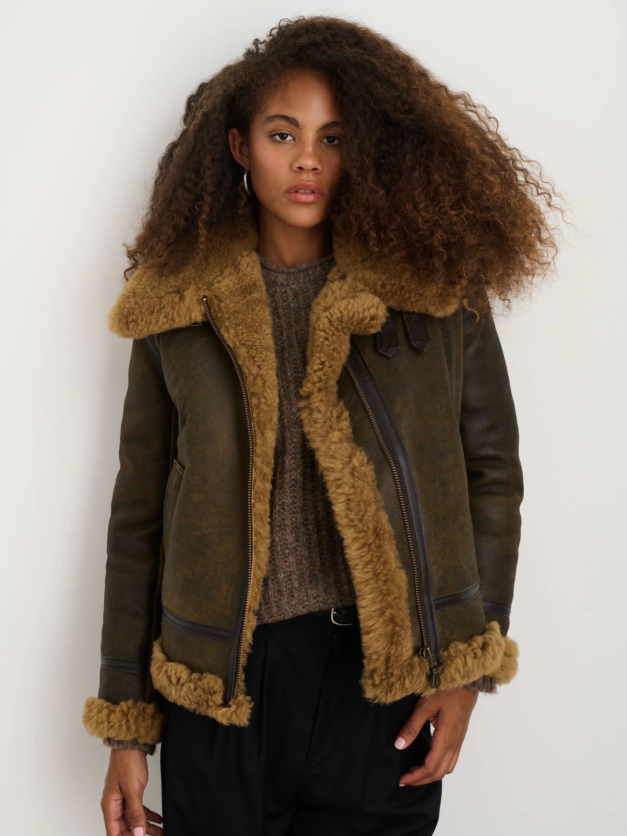 Owen Barry x Alex Mill Amy Aviator Shearling Coat sold by Alex Mill product image thumbnail 2