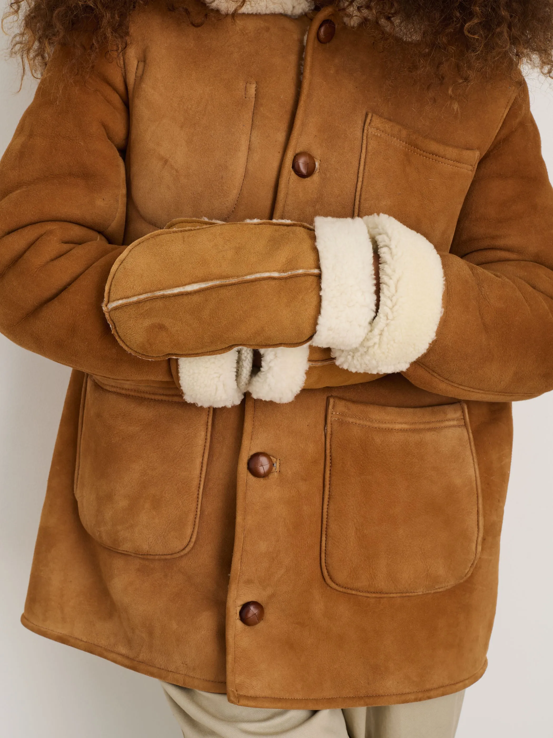 Owen Barry x Alex Mill Mittens In Suede Shearling sold by Alex Mill product image thumbnail 3