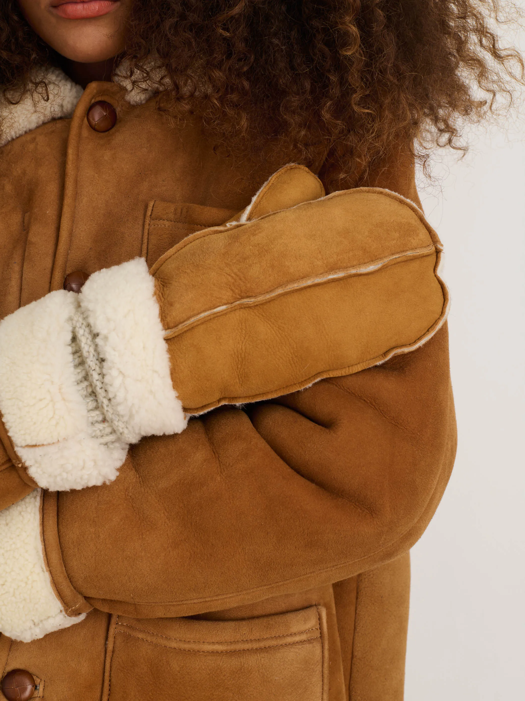 Owen Barry x Alex Mill Mittens In Suede Shearling sold by Alex Mill product image thumbnail 2