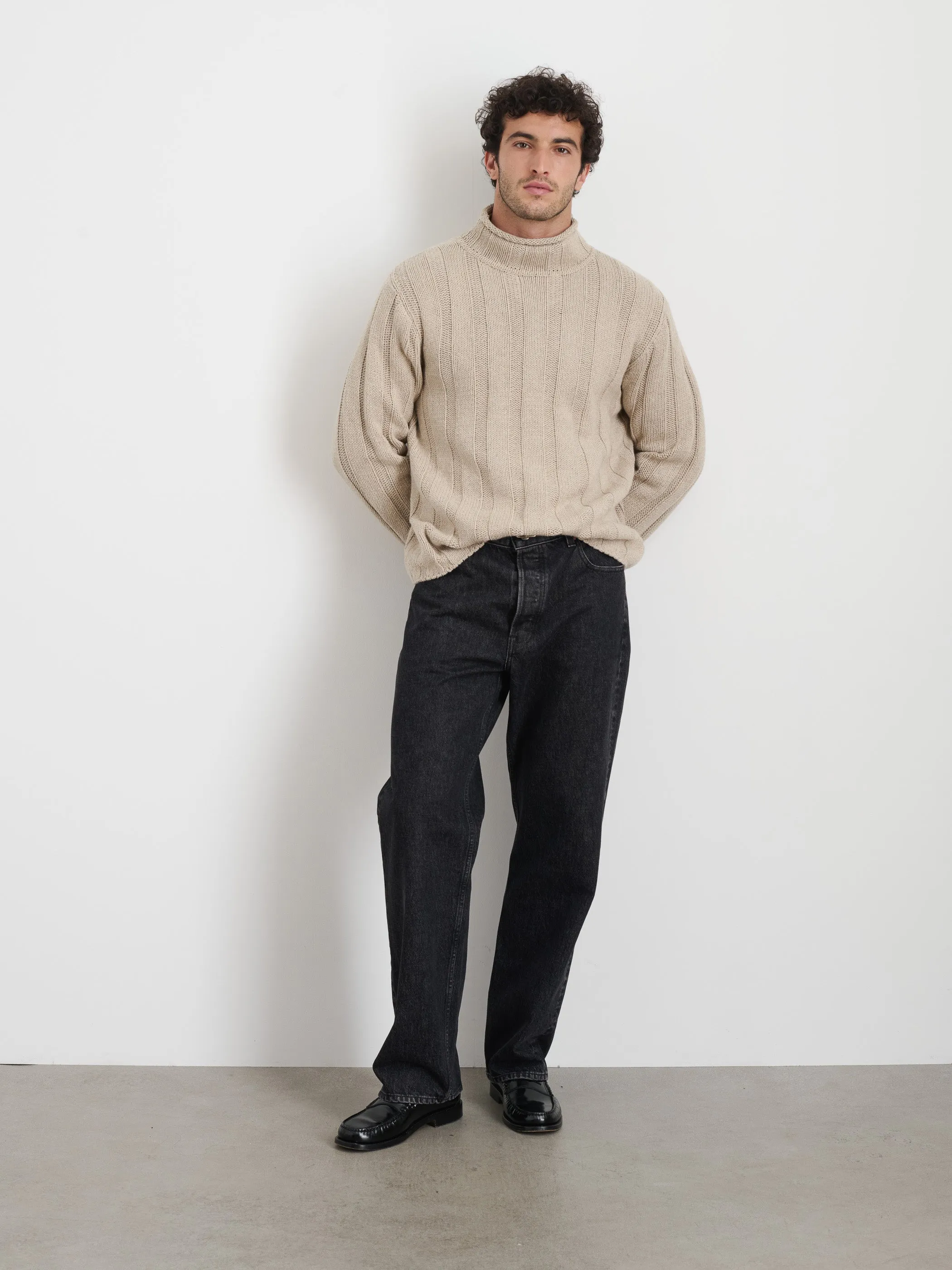 Mateo Roll Neck Sweater In Ribbed Wool Cotton sold by Alex Mill product image thumbnail 3