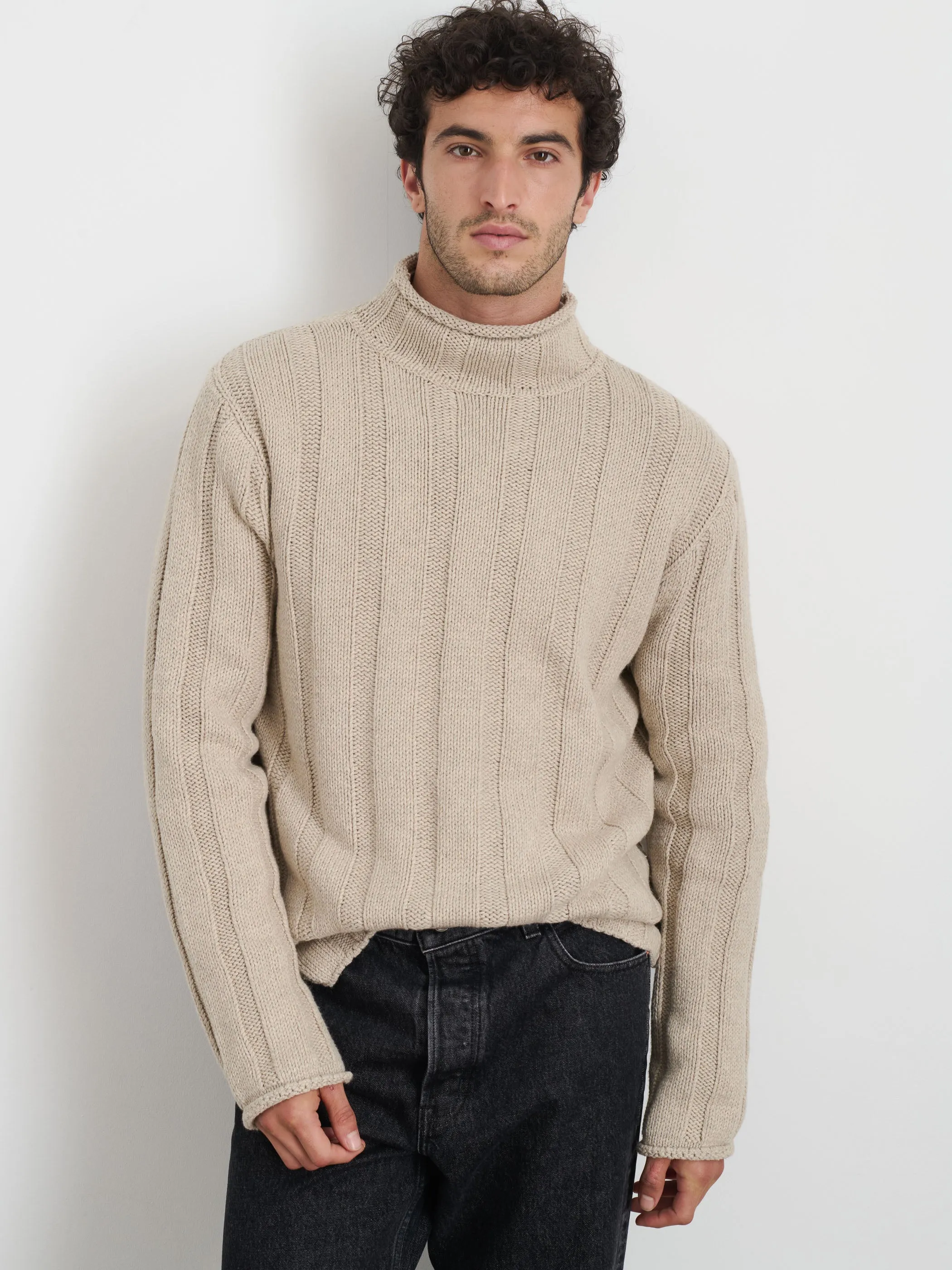Mateo Roll Neck Sweater In Ribbed Wool Cotton sold by Alex Mill product image thumbnail 2