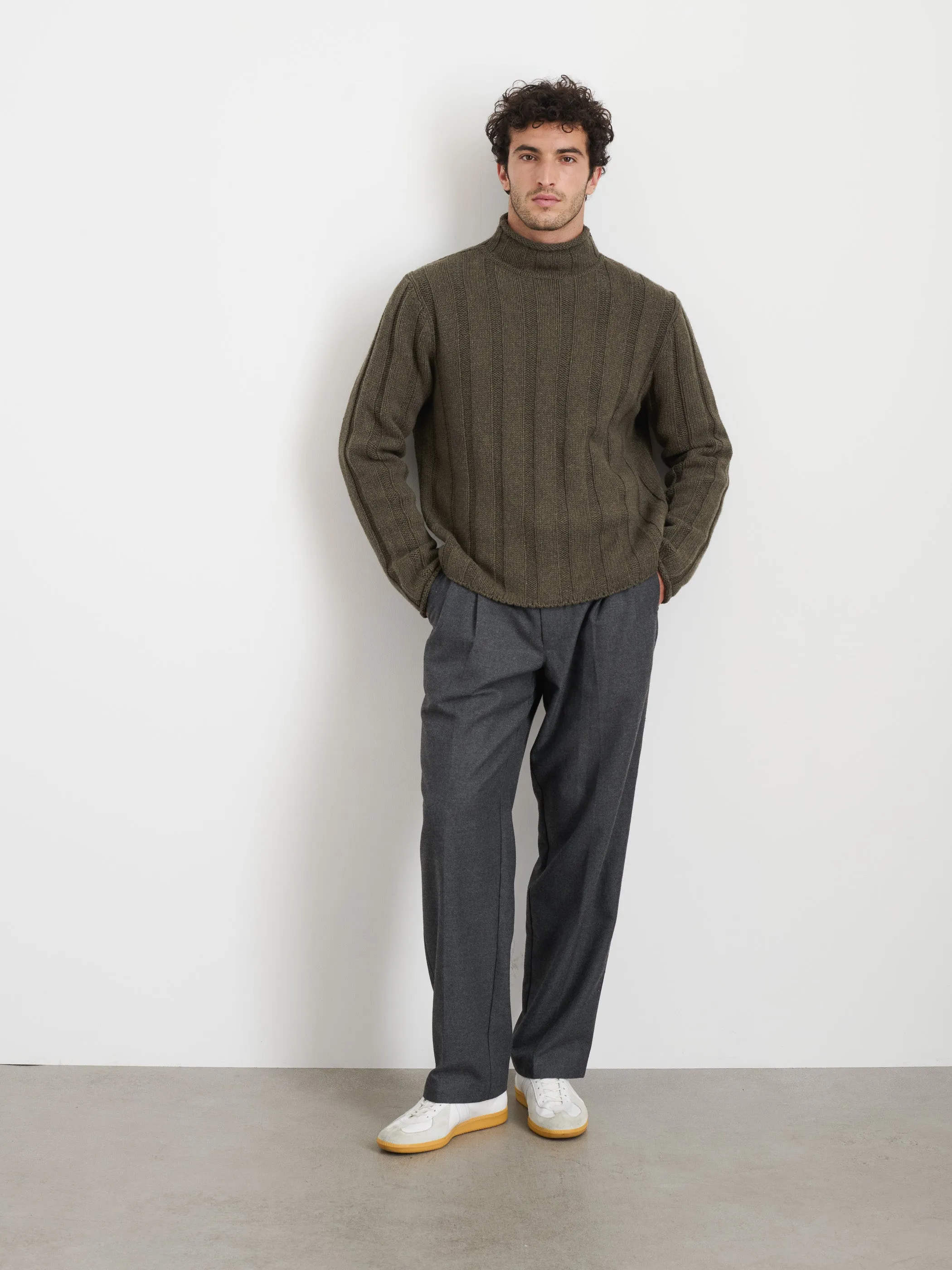 Mateo Roll Neck Sweater In Ribbed Wool Cotton sold by Alex Mill product image thumbnail 3