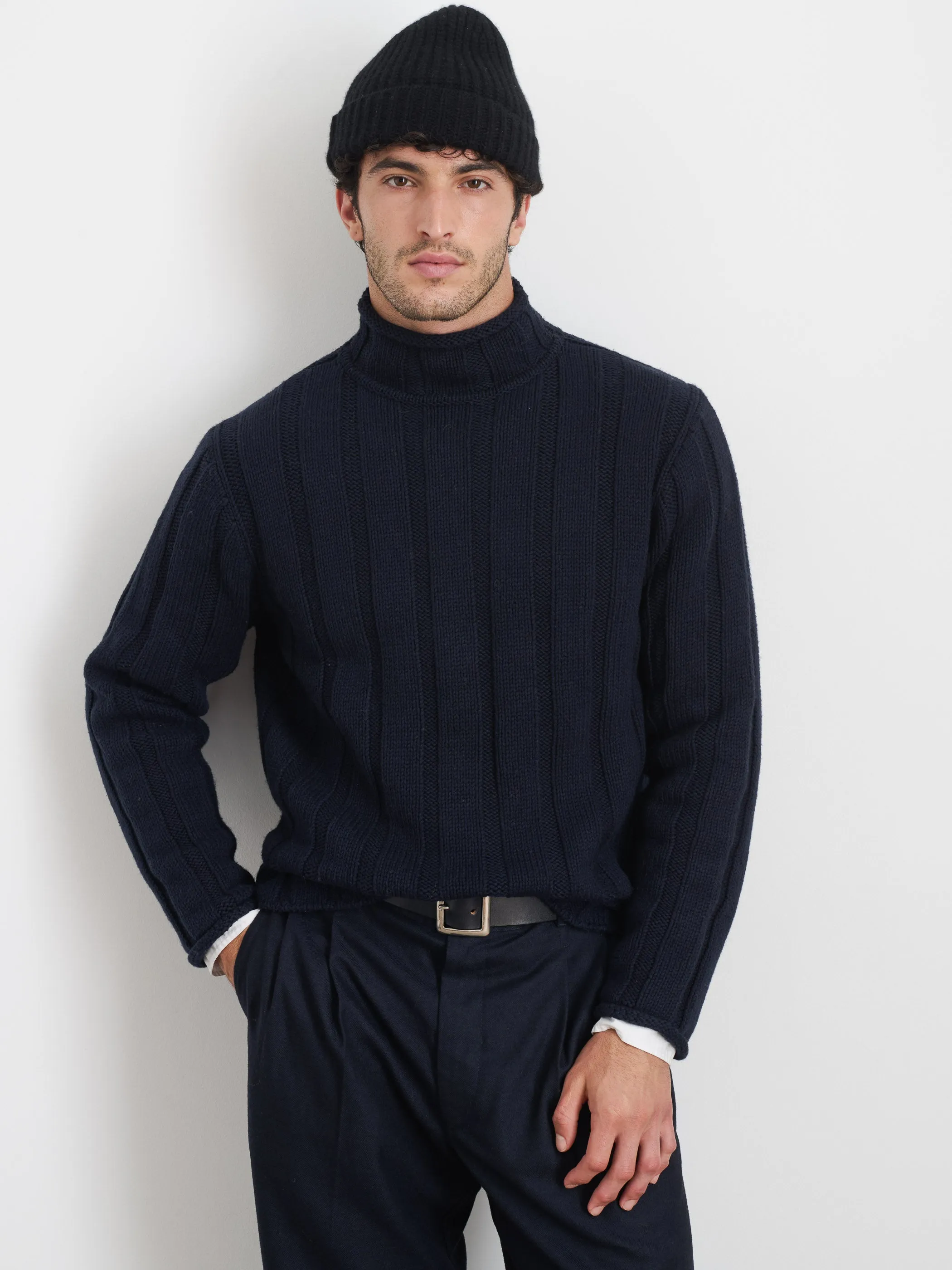 Mateo Roll Neck Sweater In Ribbed Wool Cotton sold by Alex Mill product image thumbnail 2