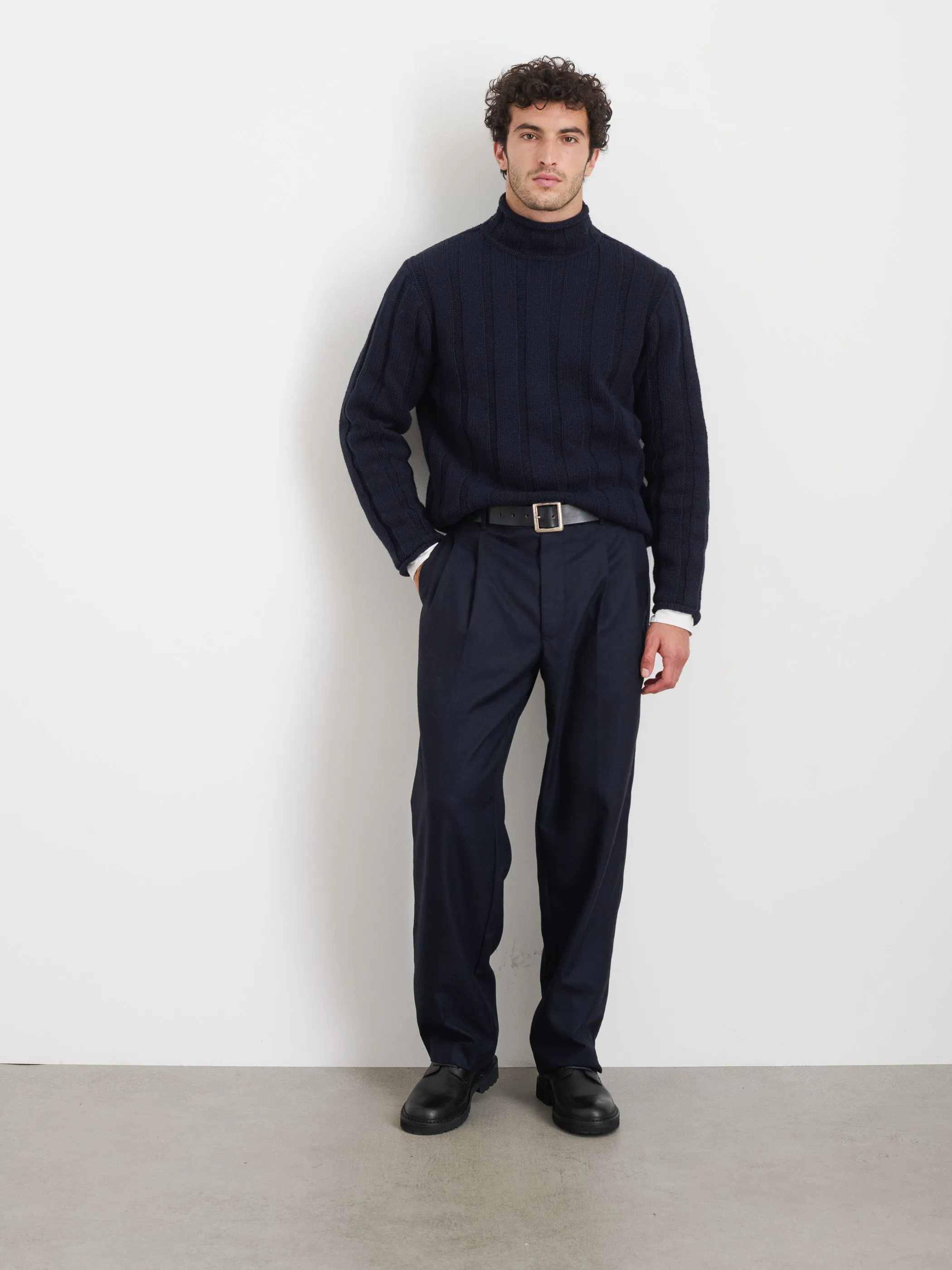 Mateo Roll Neck Sweater In Ribbed Wool Cotton sold by Alex Mill product image thumbnail 3