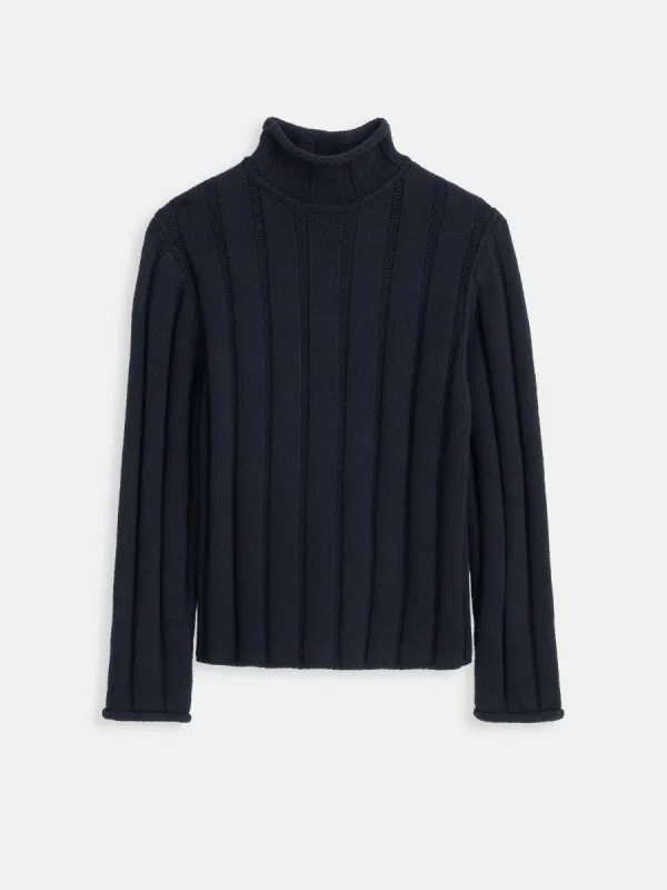 Mateo Roll Neck Sweater In Ribbed Wool Cotton sold by Alex Mill