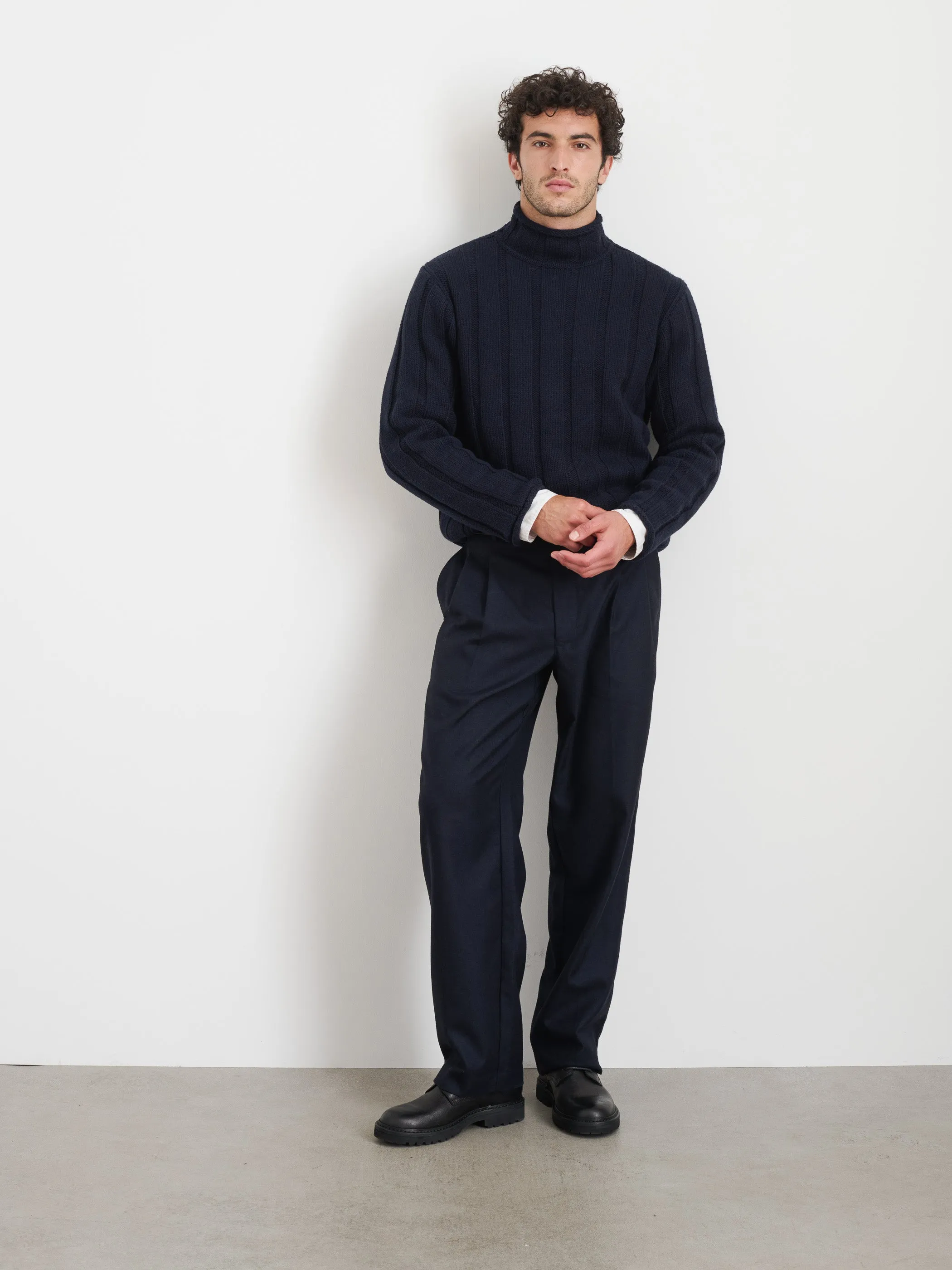 Mateo Roll Neck Sweater In Ribbed Wool Cotton sold by Alex Mill product image thumbnail 4