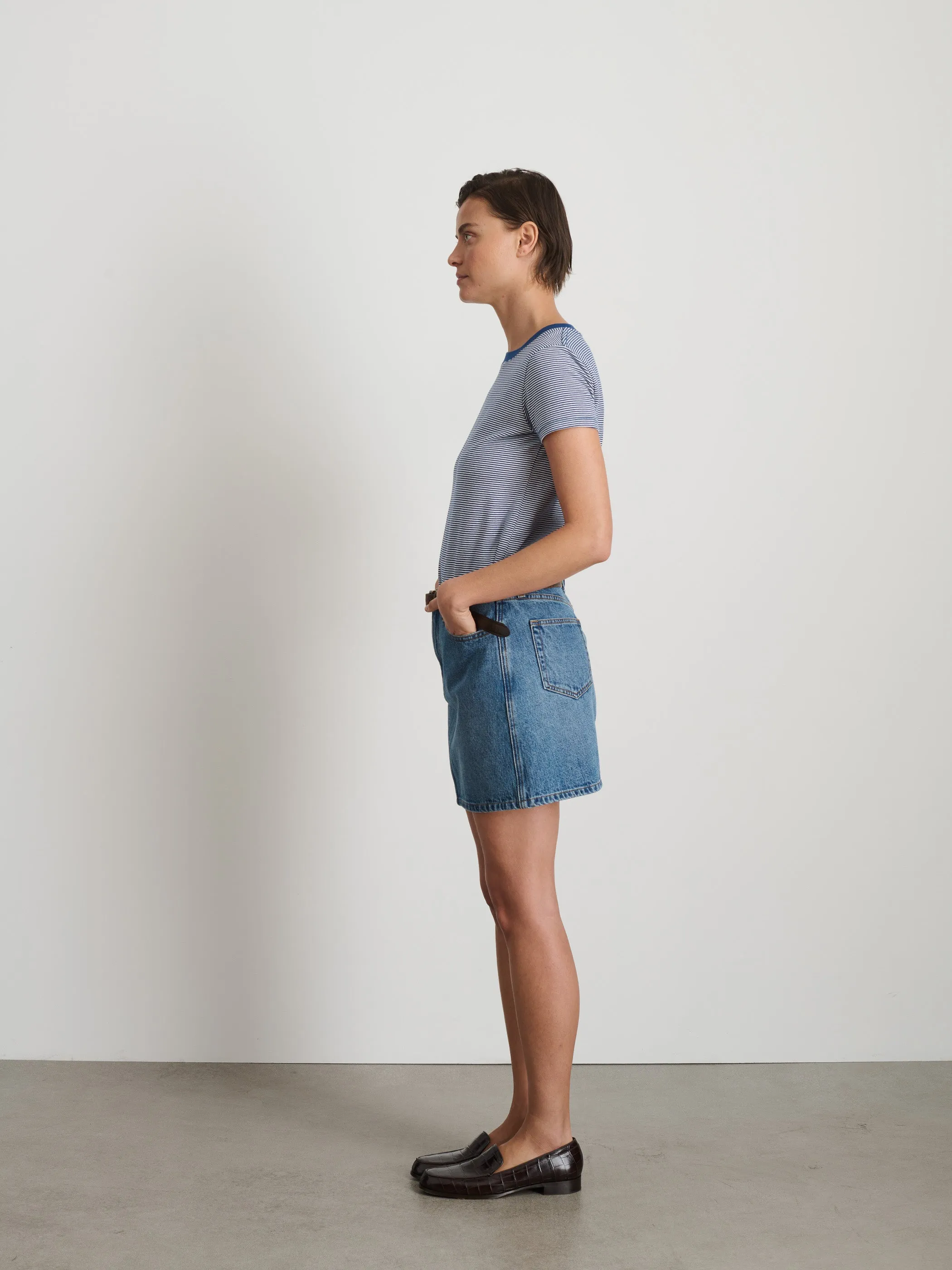 Andie Mini Skirt in Denim sold by Alex Mill product image thumbnail 4