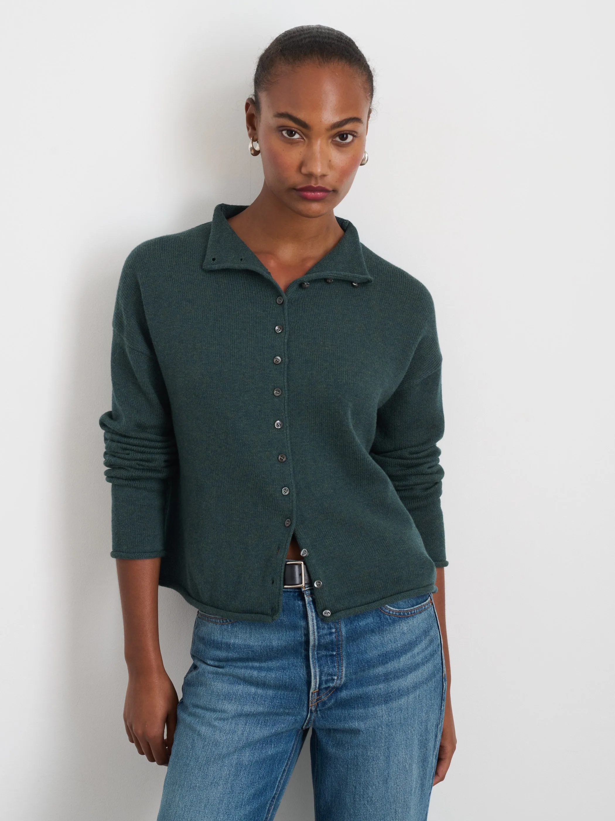 Taylor Rollneck Cardigan in Cotton Cashmere sold by Alex Mill product image thumbnail 4