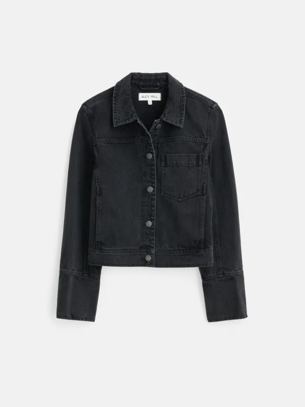 Betty Cropped Jacket In Black Denim sold by Alex Mill