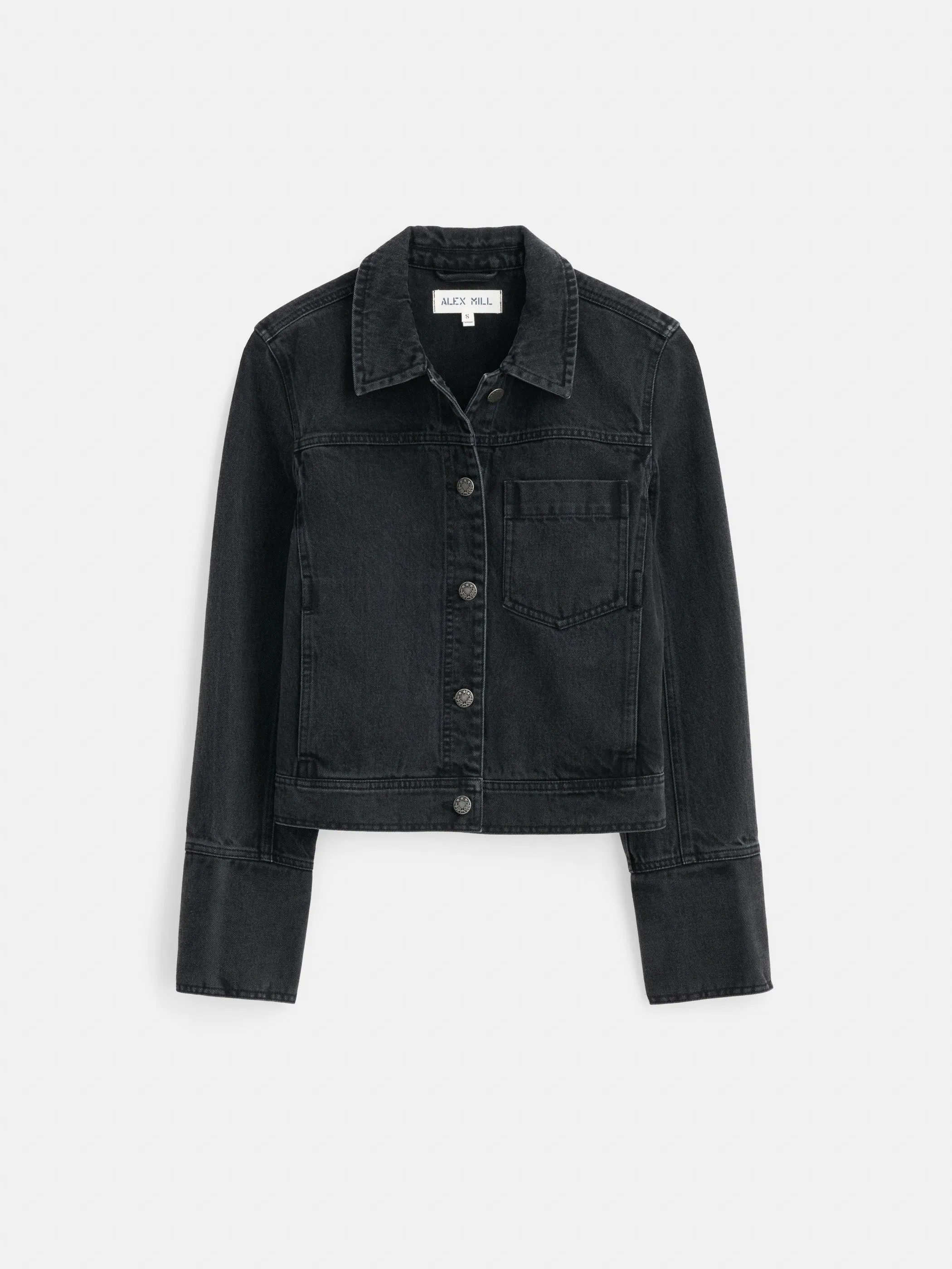 Betty Cropped Jacket In Black Denim sold by Alex Mill