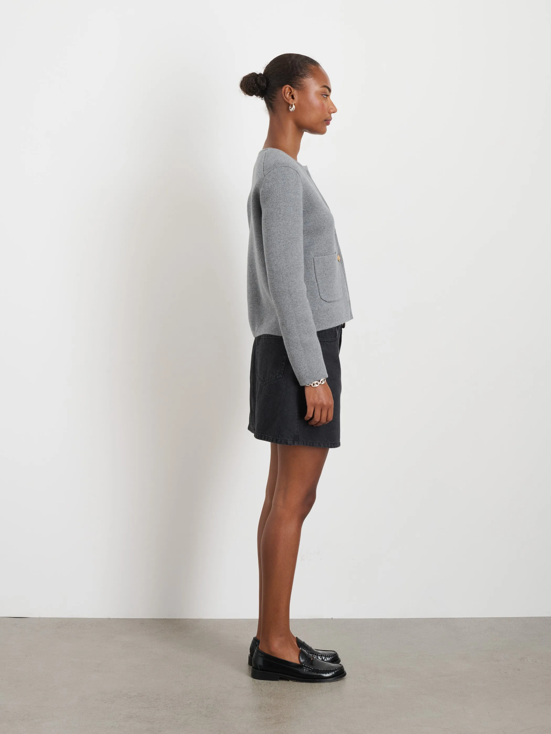 Andie Mini Skirt In Black Denim sold by Alex Mill product image thumbnail 4