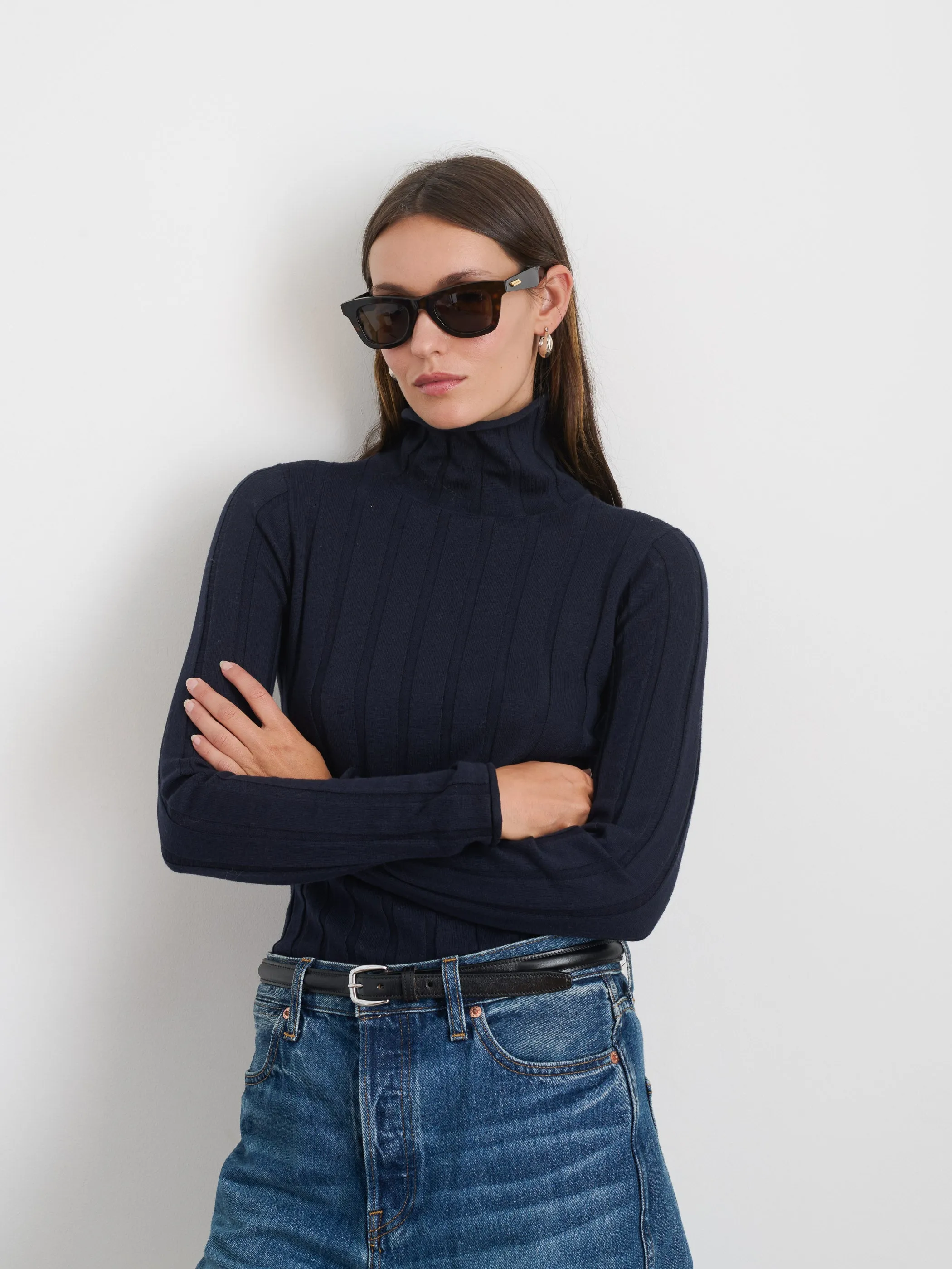 Ellie Ribbed Turtleneck In Cotton Cashmere sold by Alex Mill product image thumbnail 2