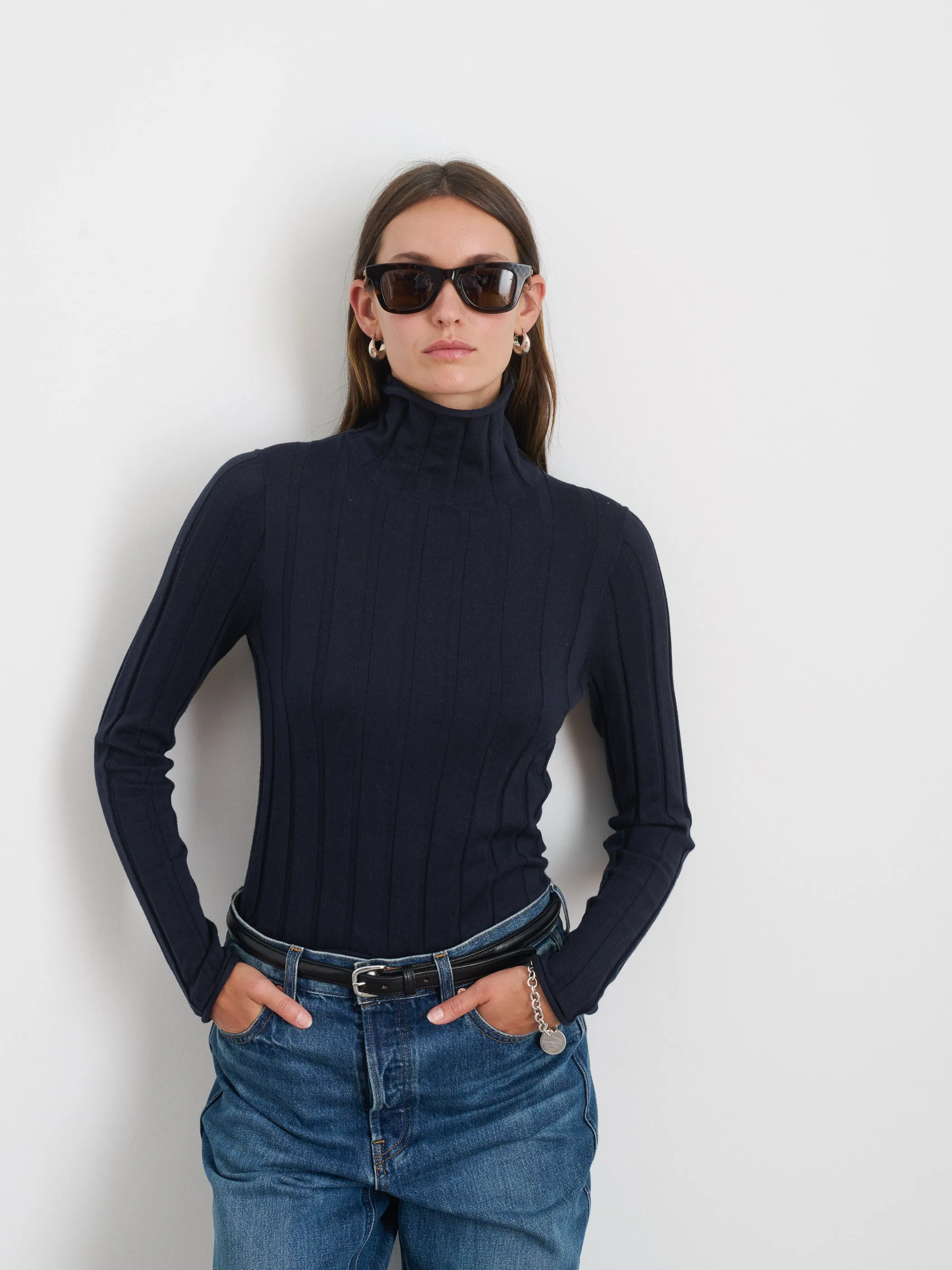 Ellie Ribbed Turtleneck In Cotton Cashmere sold by Alex Mill product image thumbnail 3