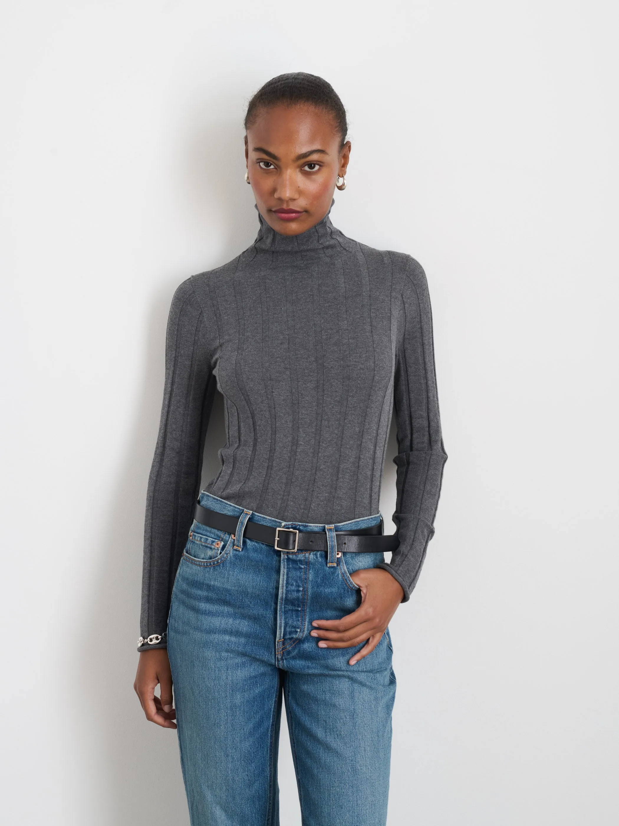 Ellie Ribbed Turtleneck In Cotton Cashmere sold by Alex Mill product image thumbnail 2
