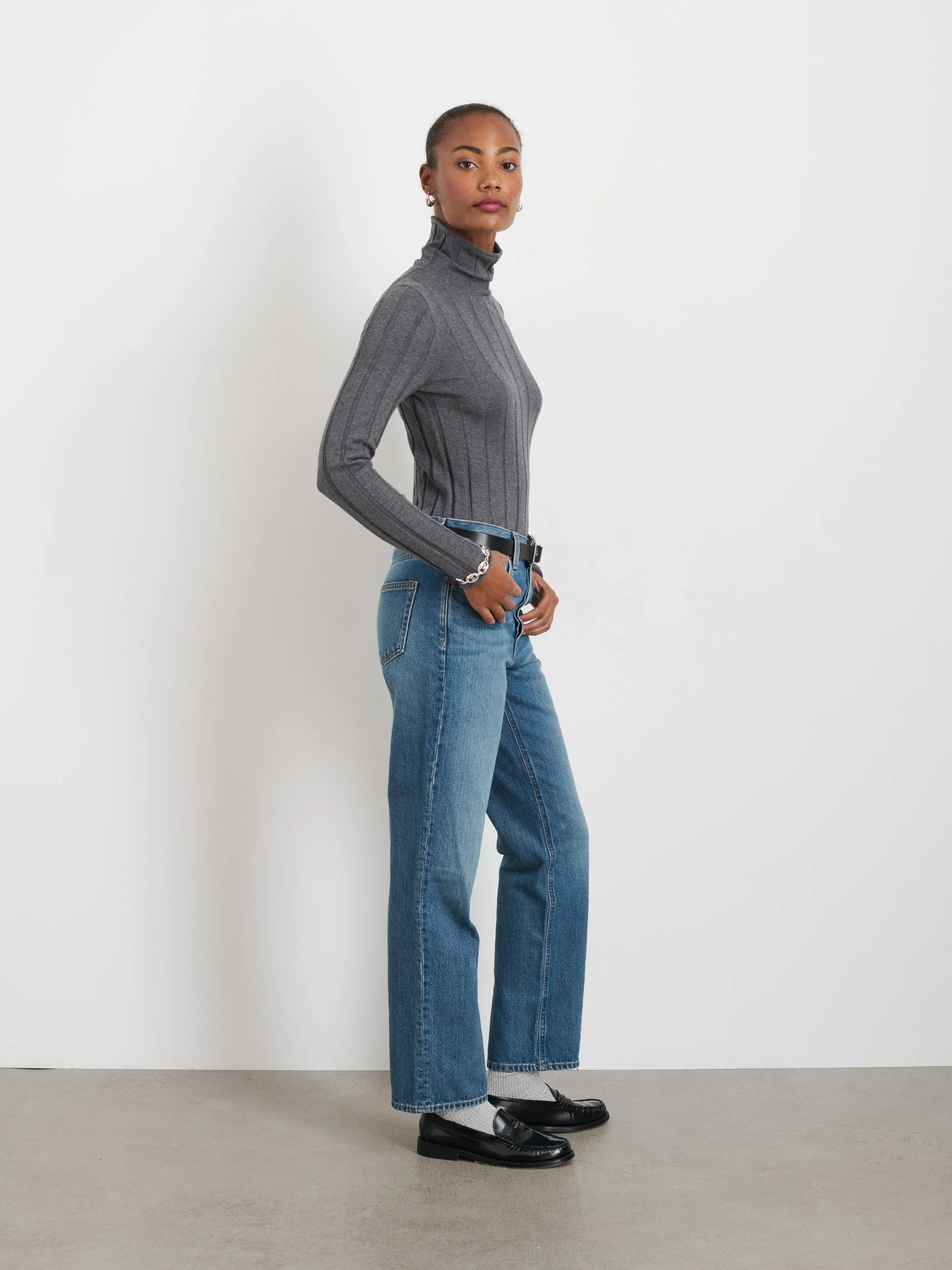 Ellie Ribbed Turtleneck In Cotton Cashmere sold by Alex Mill product image thumbnail 4