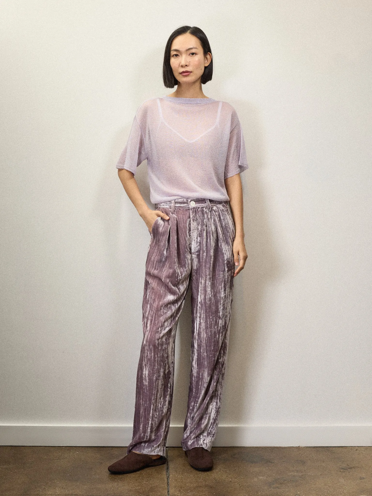 Becky Malinsky x Alex Mill Walker Pleated Pant in Velvet sold by Alex Mill product image thumbnail 3
