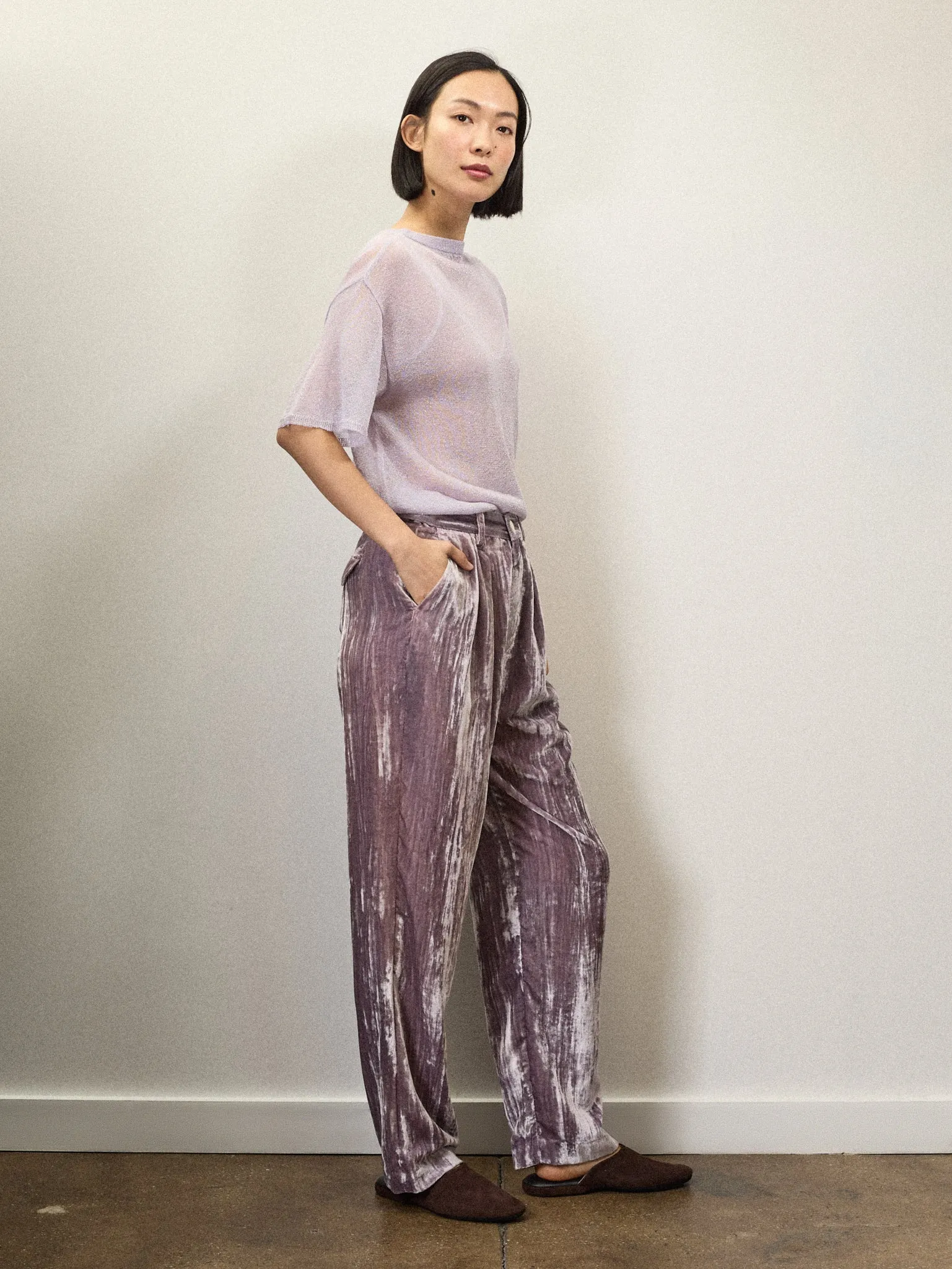 Becky Malinsky x Alex Mill Walker Pleated Pant in Velvet sold by Alex Mill product image thumbnail 4