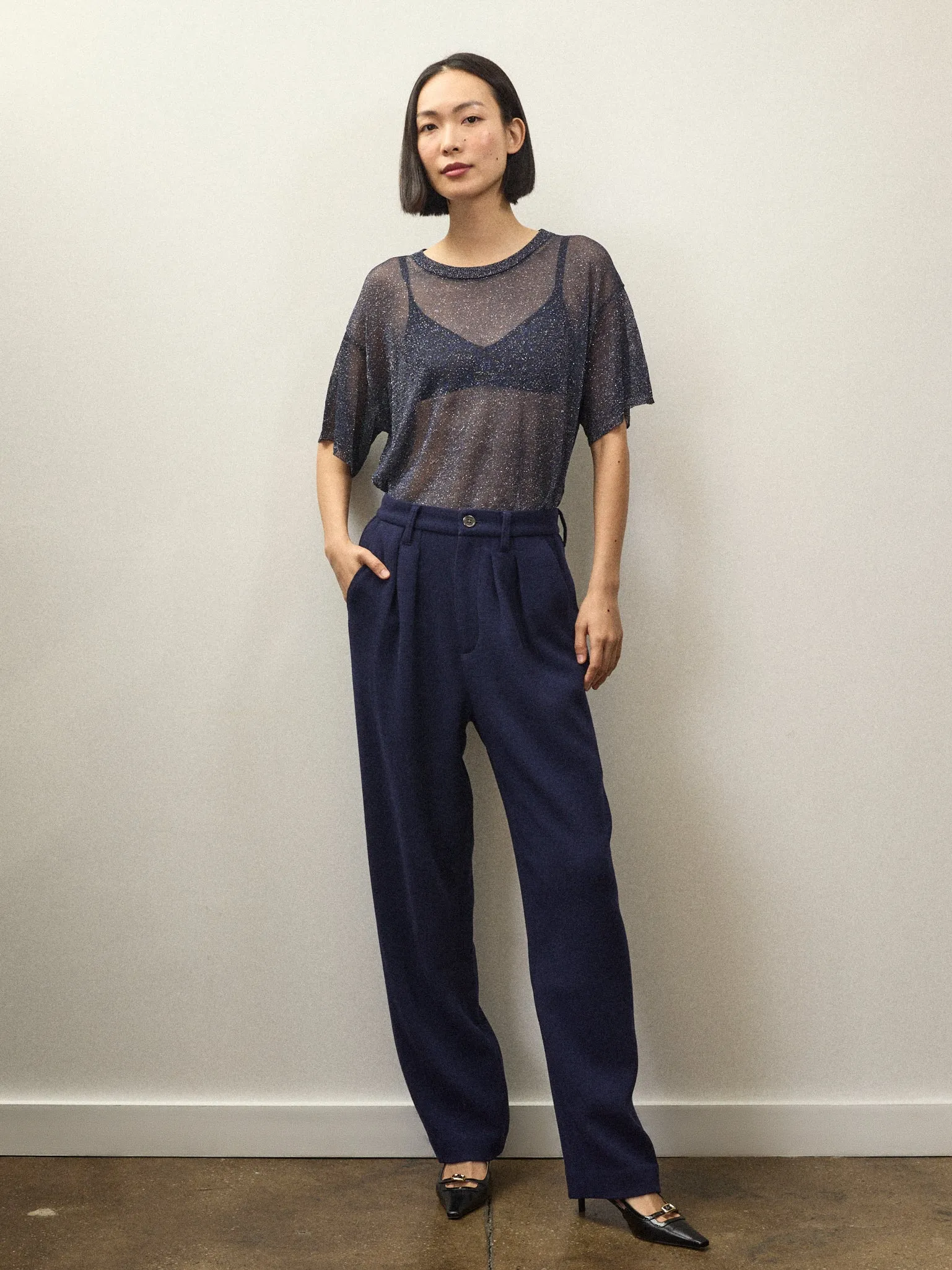 Becky Malinsky x Alex Mill Walker Pleated Pant in Wool Crepe sold by Alex Mill product image thumbnail 2