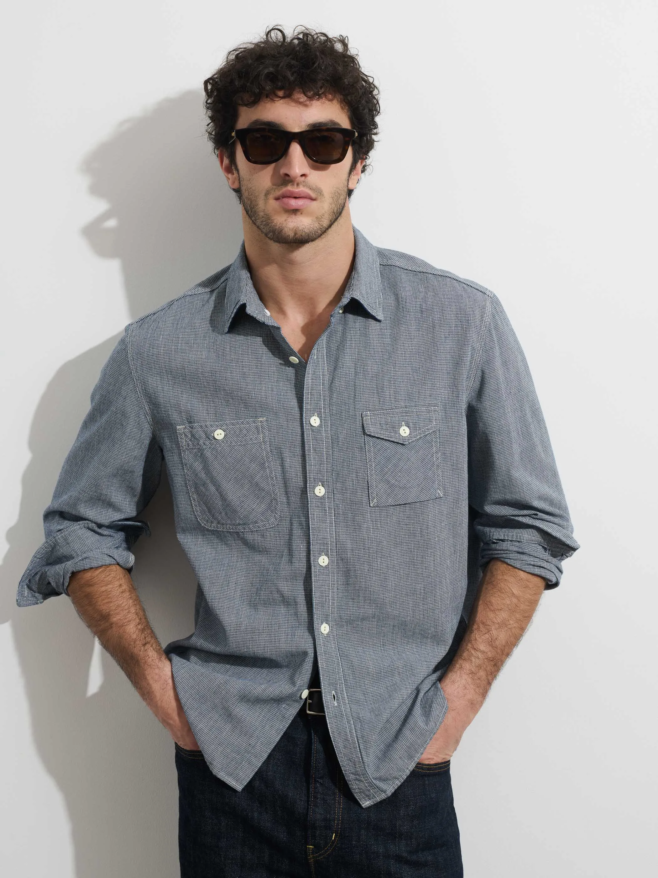 OMNIGOD x Alex Mill Utility Shirt In Houndstooth sold by Alex Mill product image thumbnail 2