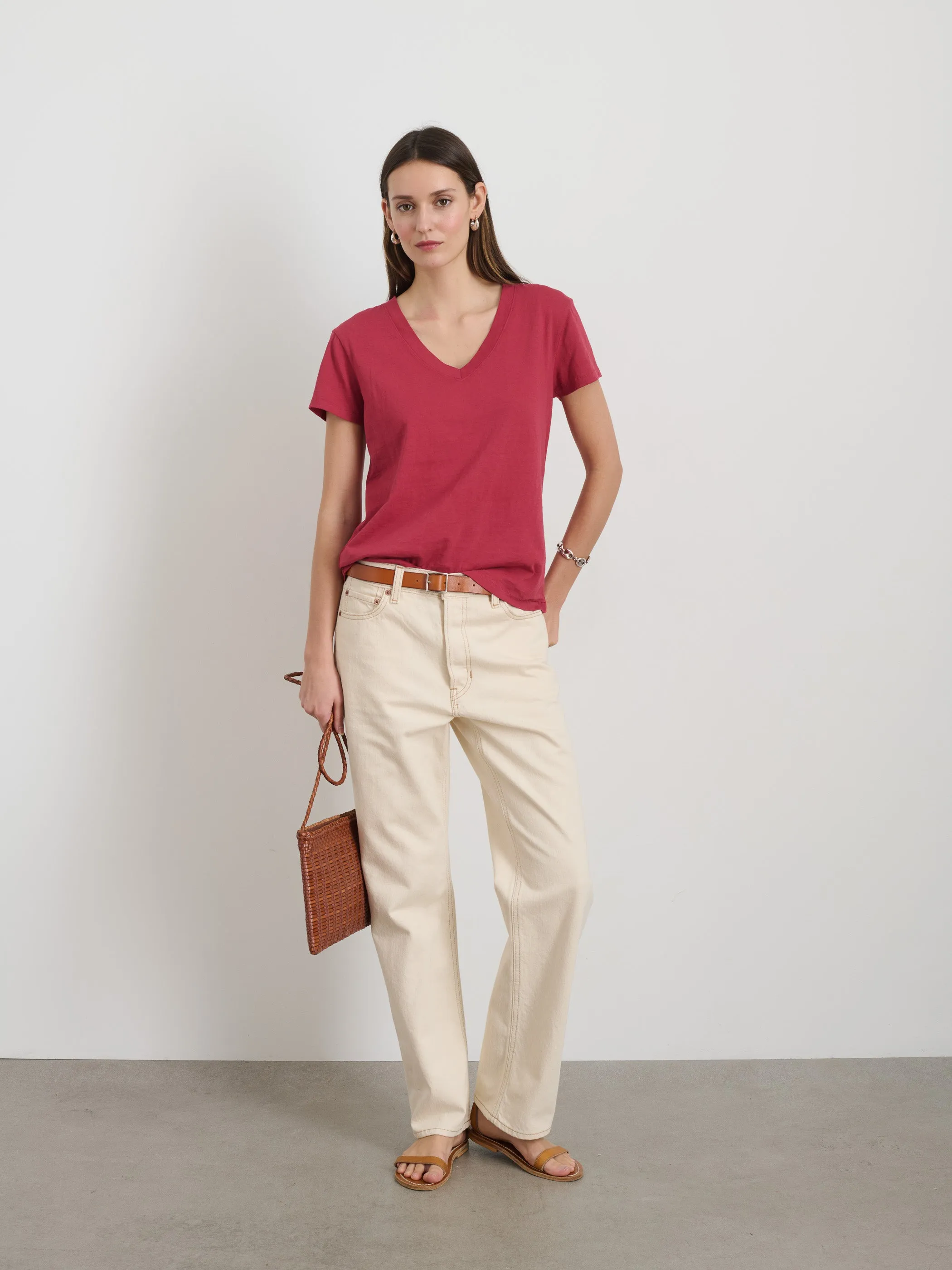 Elliott V Neck Tee in Cotton sold by Alex Mill product image thumbnail 2