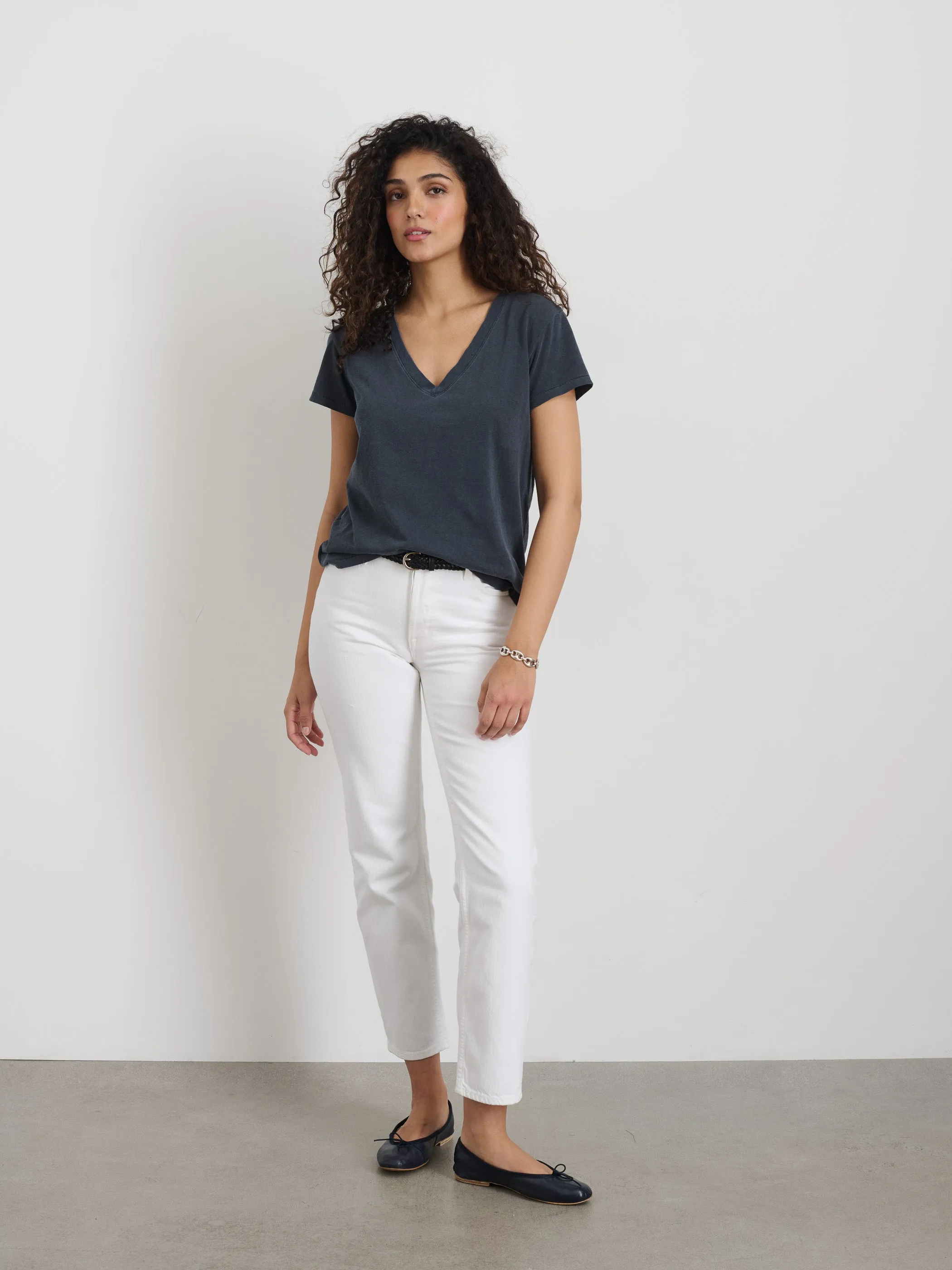 Elliott V Neck Tee in Cotton sold by Alex Mill product image thumbnail 2