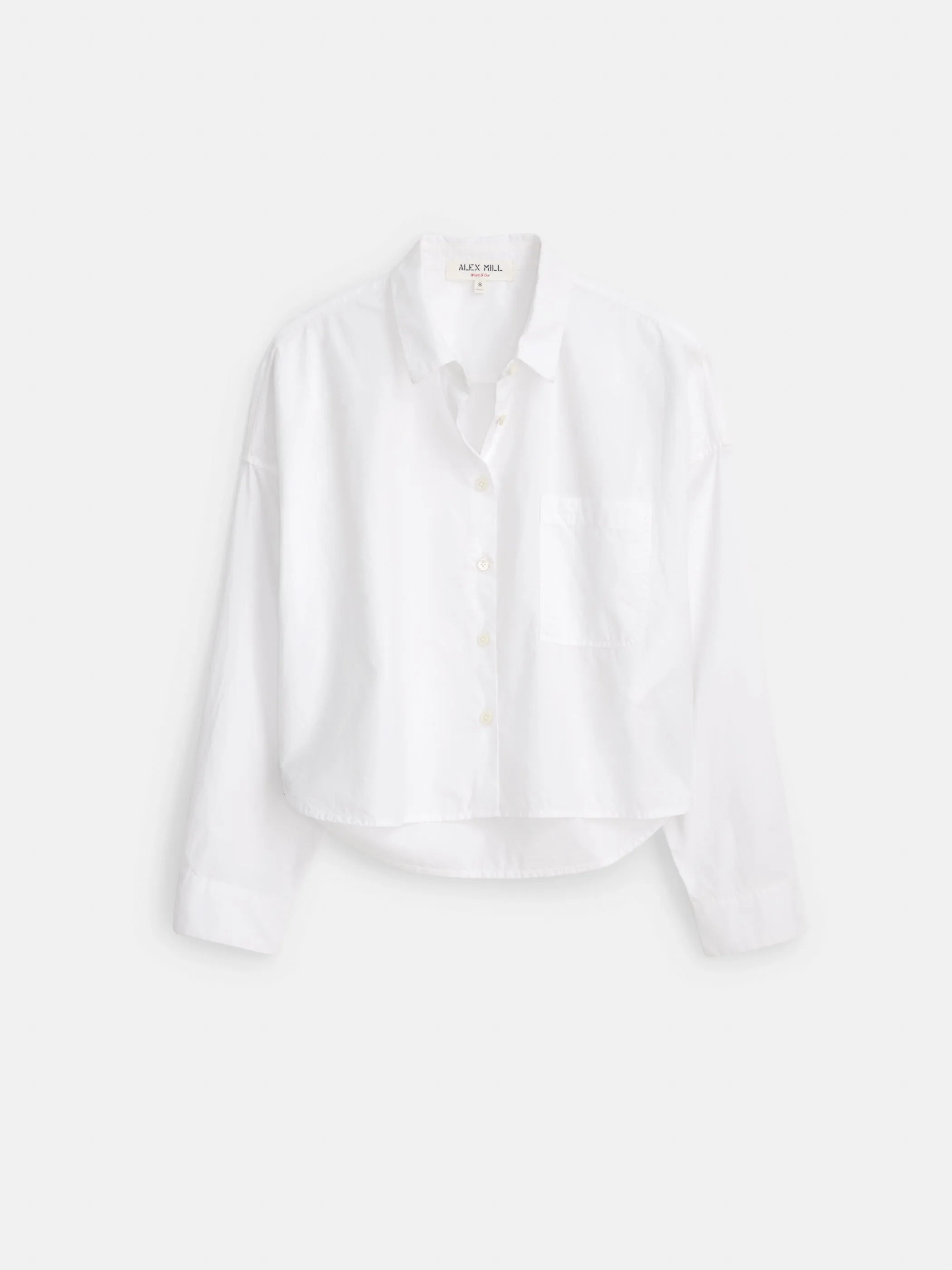 Cropped Jo Shirt in Cotton Poplin sold by Alex Mill