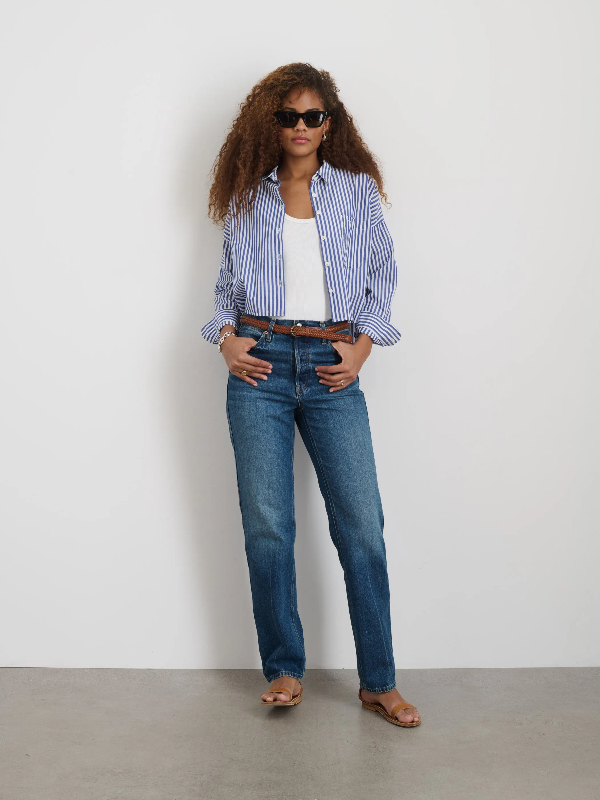 Cropped Striped Jo Shirt in Cotton sold by Alex Mill product image thumbnail 2