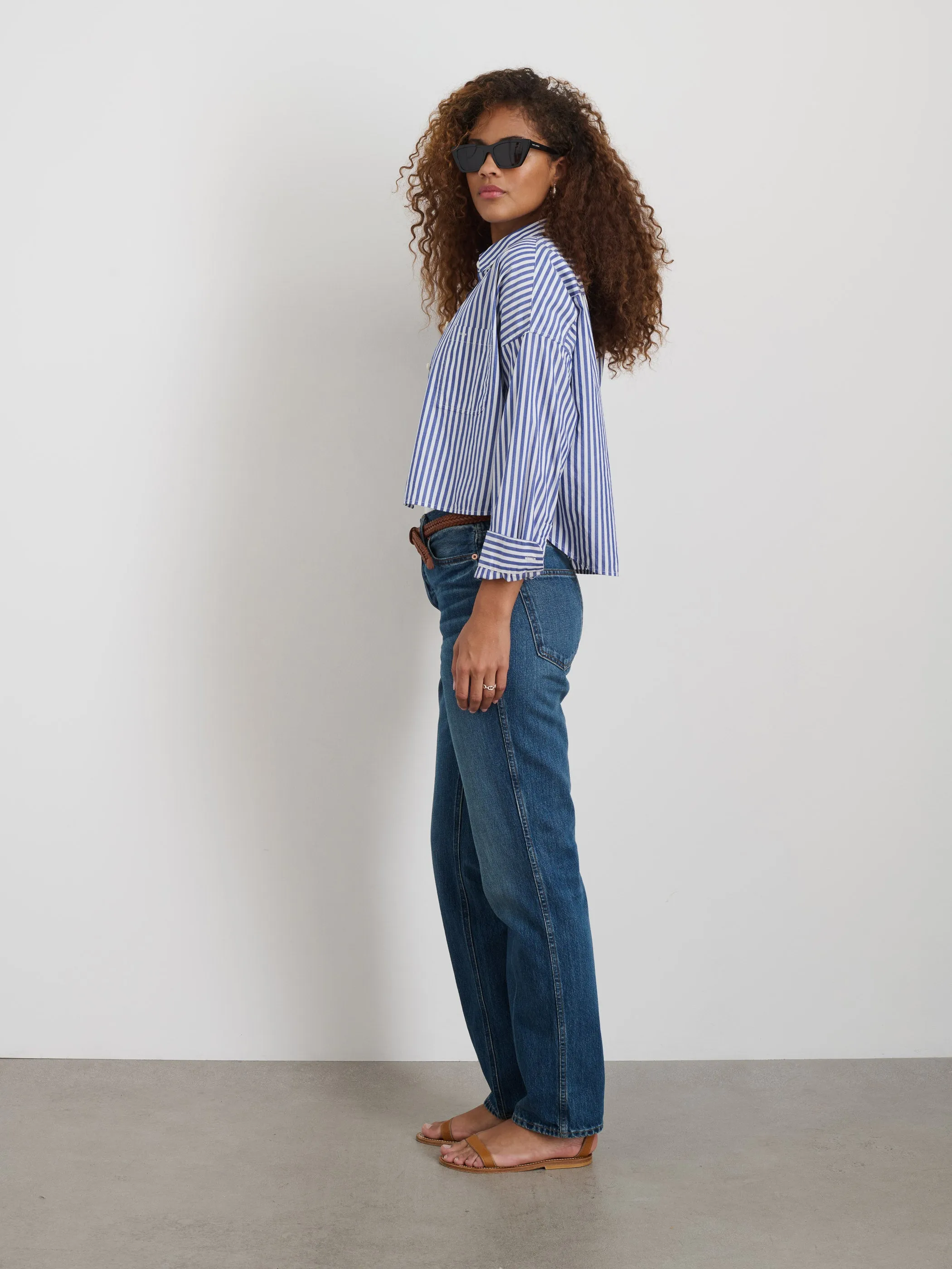 Cropped Striped Jo Shirt in Cotton sold by Alex Mill product image thumbnail 4
